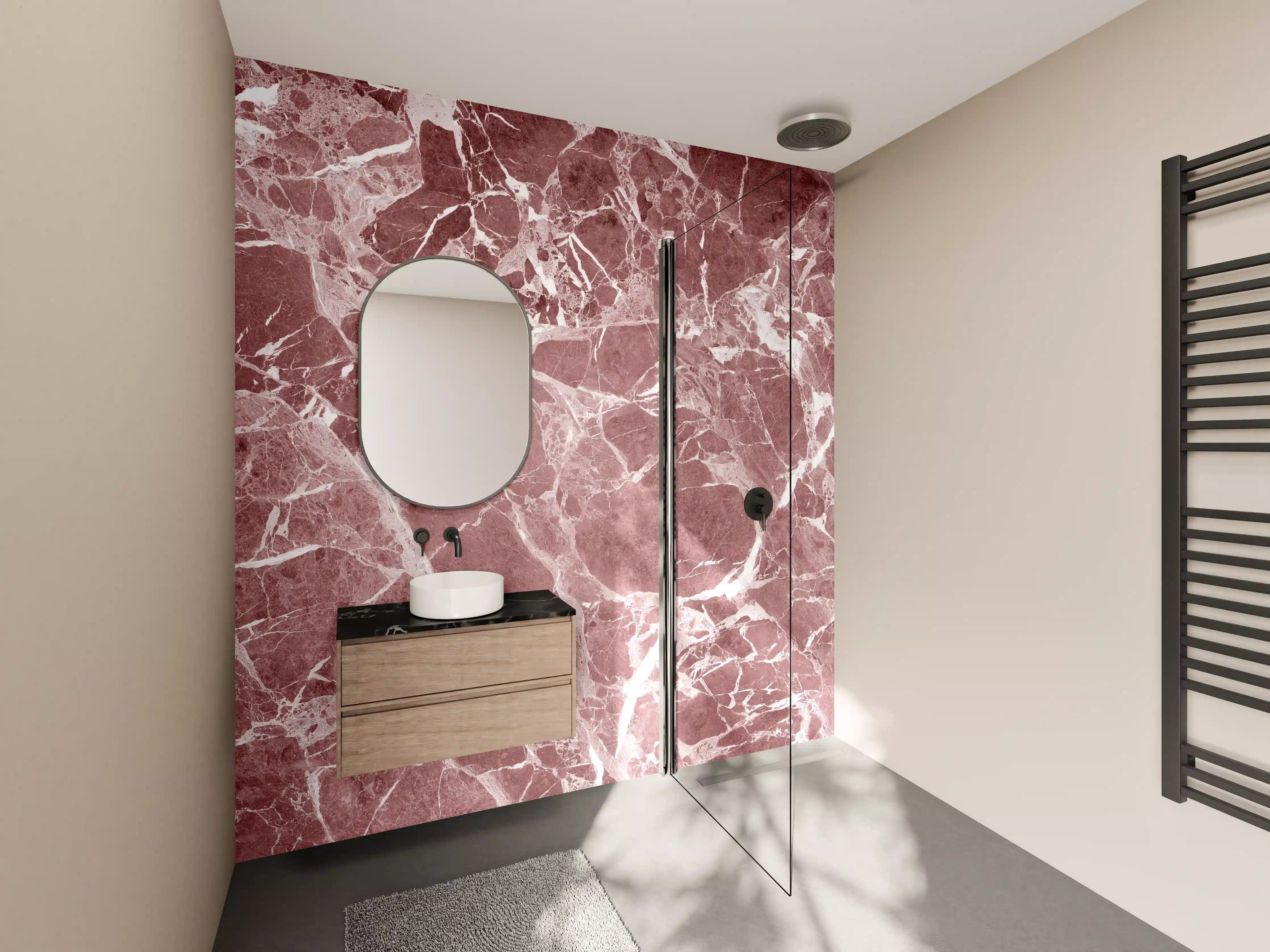 Wandverkleidung Bad - Abstrakter roter Marmor Textur