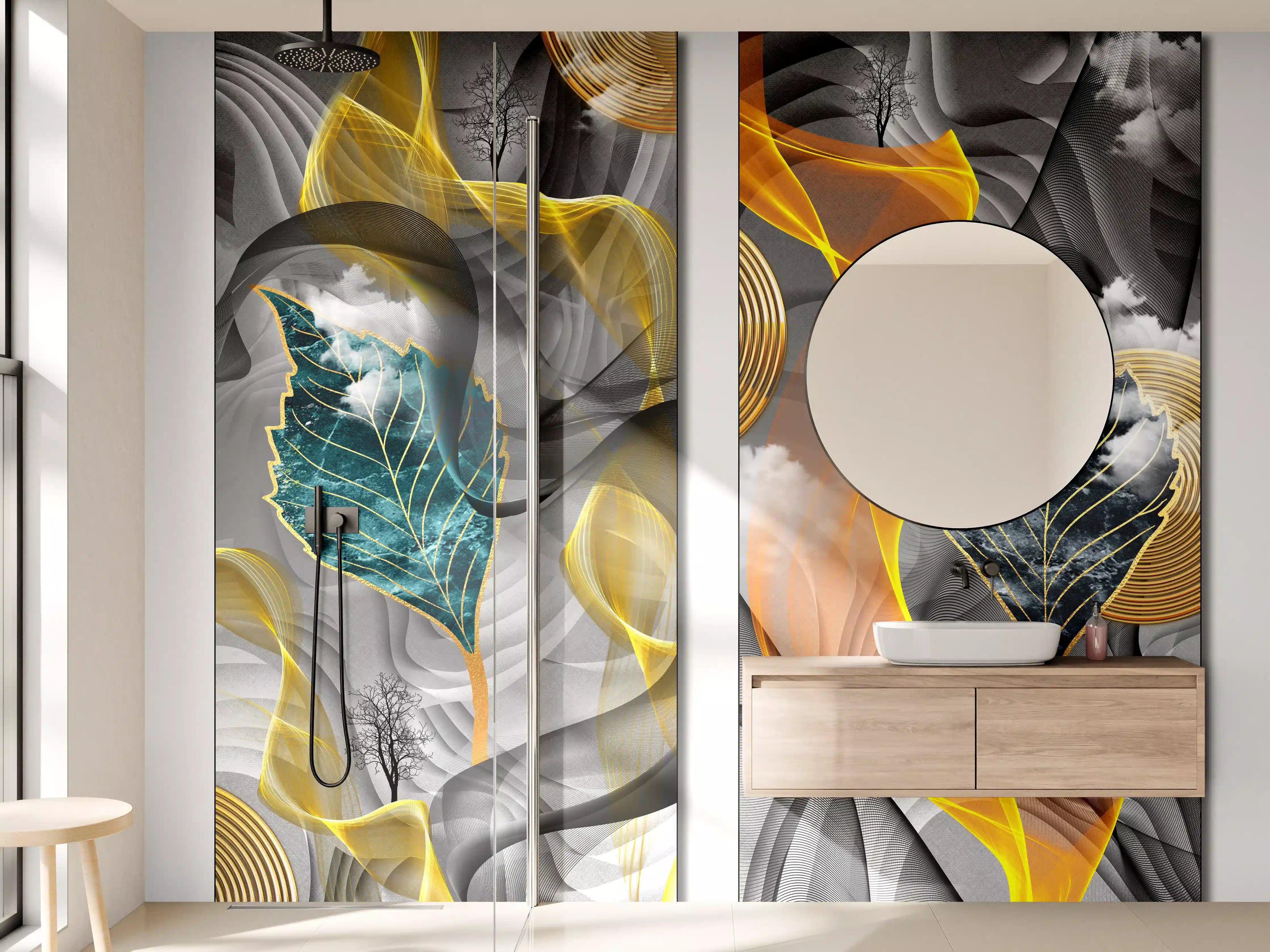 Wandverkleidung Bad - Abstraktes 3D Design
