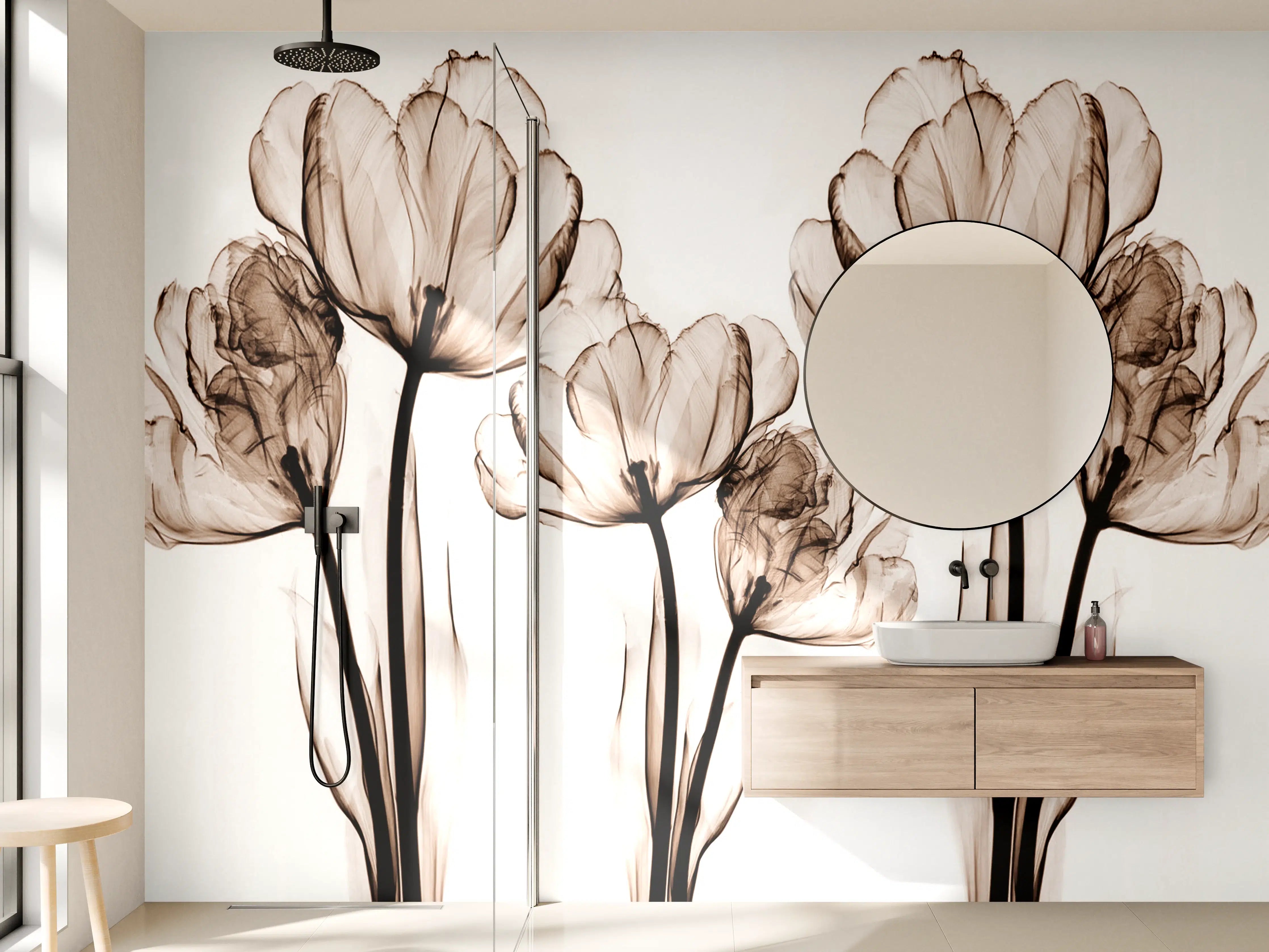 Wandverkleidung Bad - Abstraktes Blumendesign