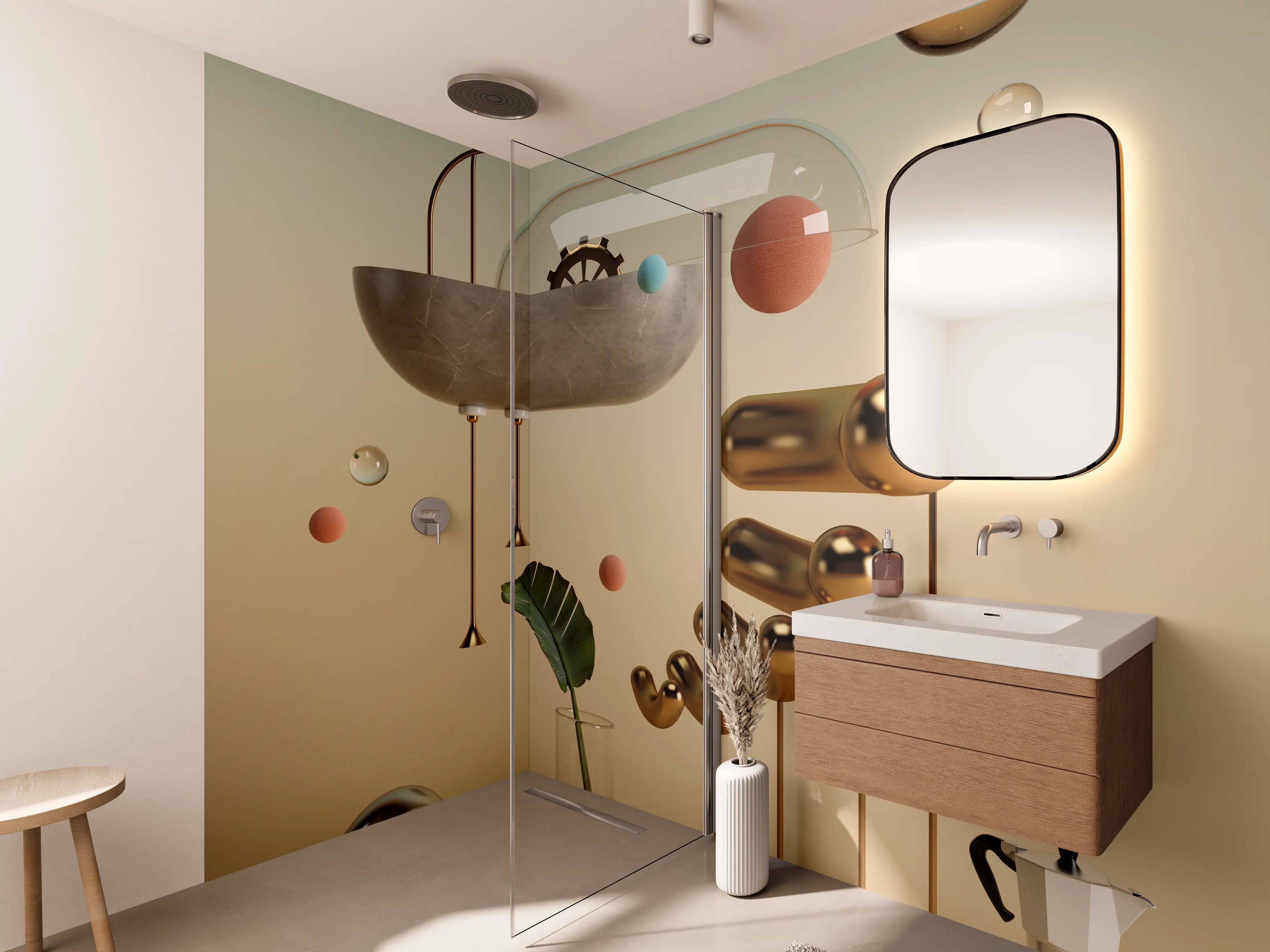Wandverkleidung Bad - Abstraktes Design - Surrealismus