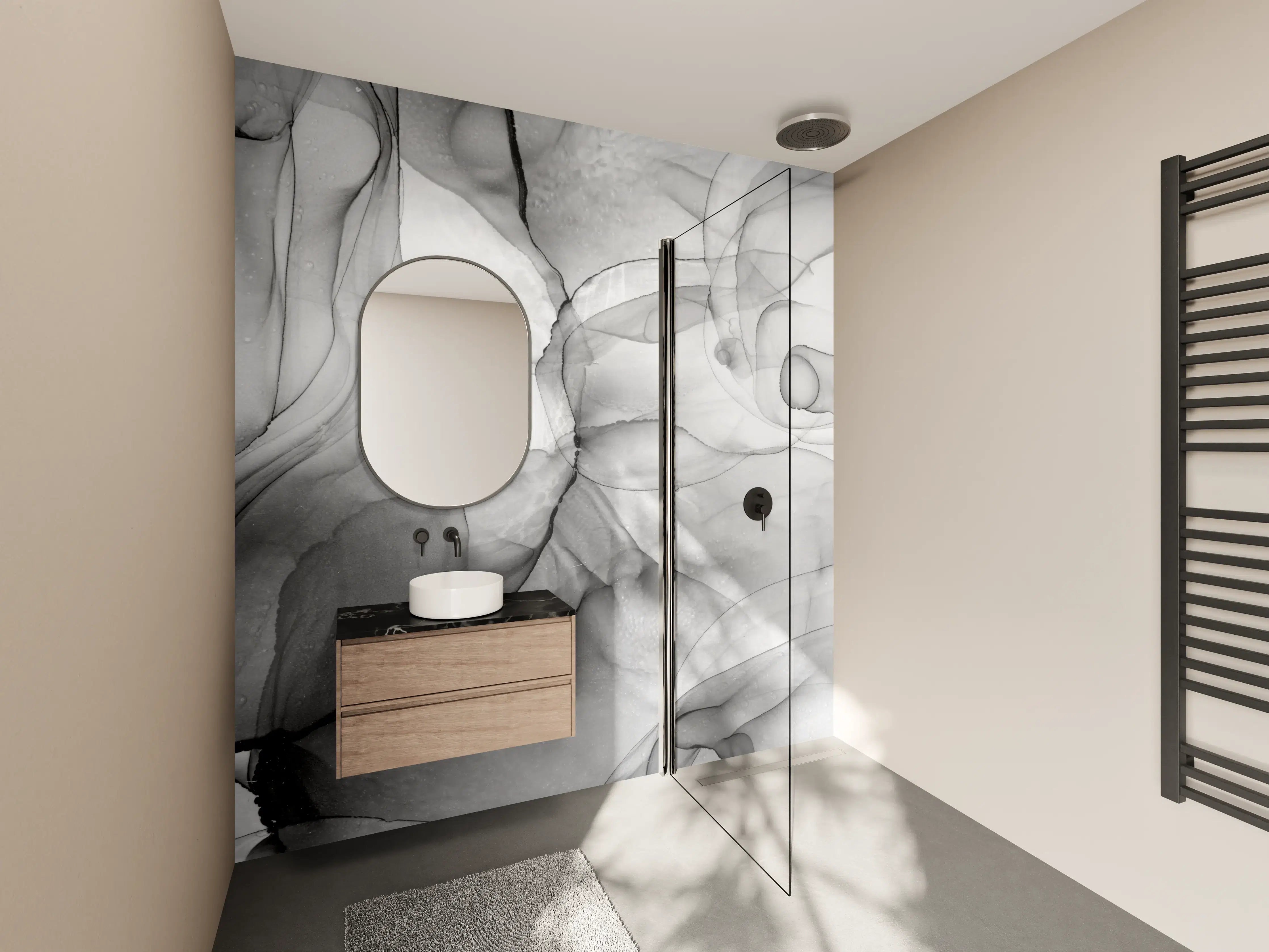 Wandverkleidung Bad - Abstraktes Marmor Tinten Design