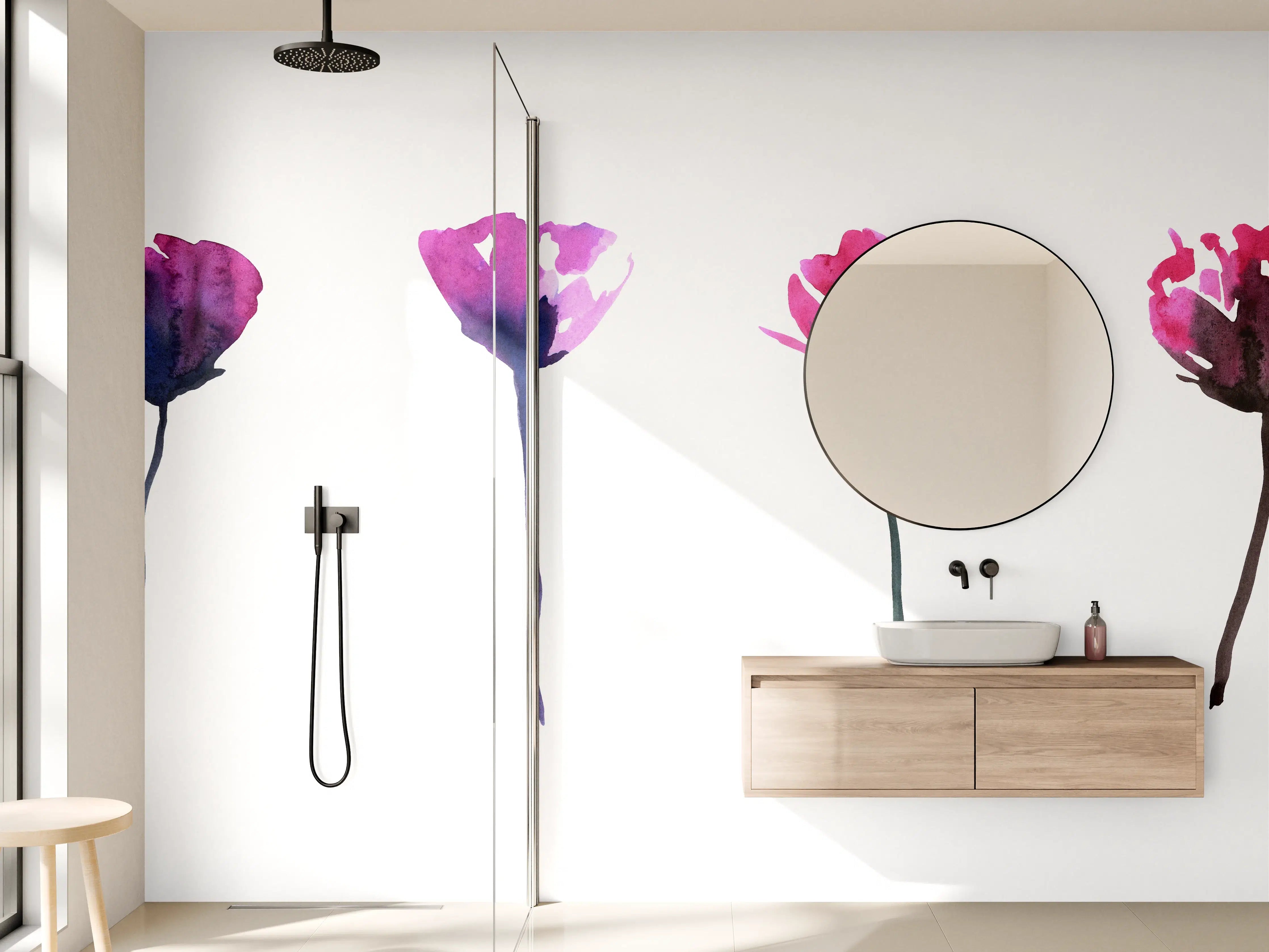 Wandverkleidung Bad - Abstraktes modernes Blumenset