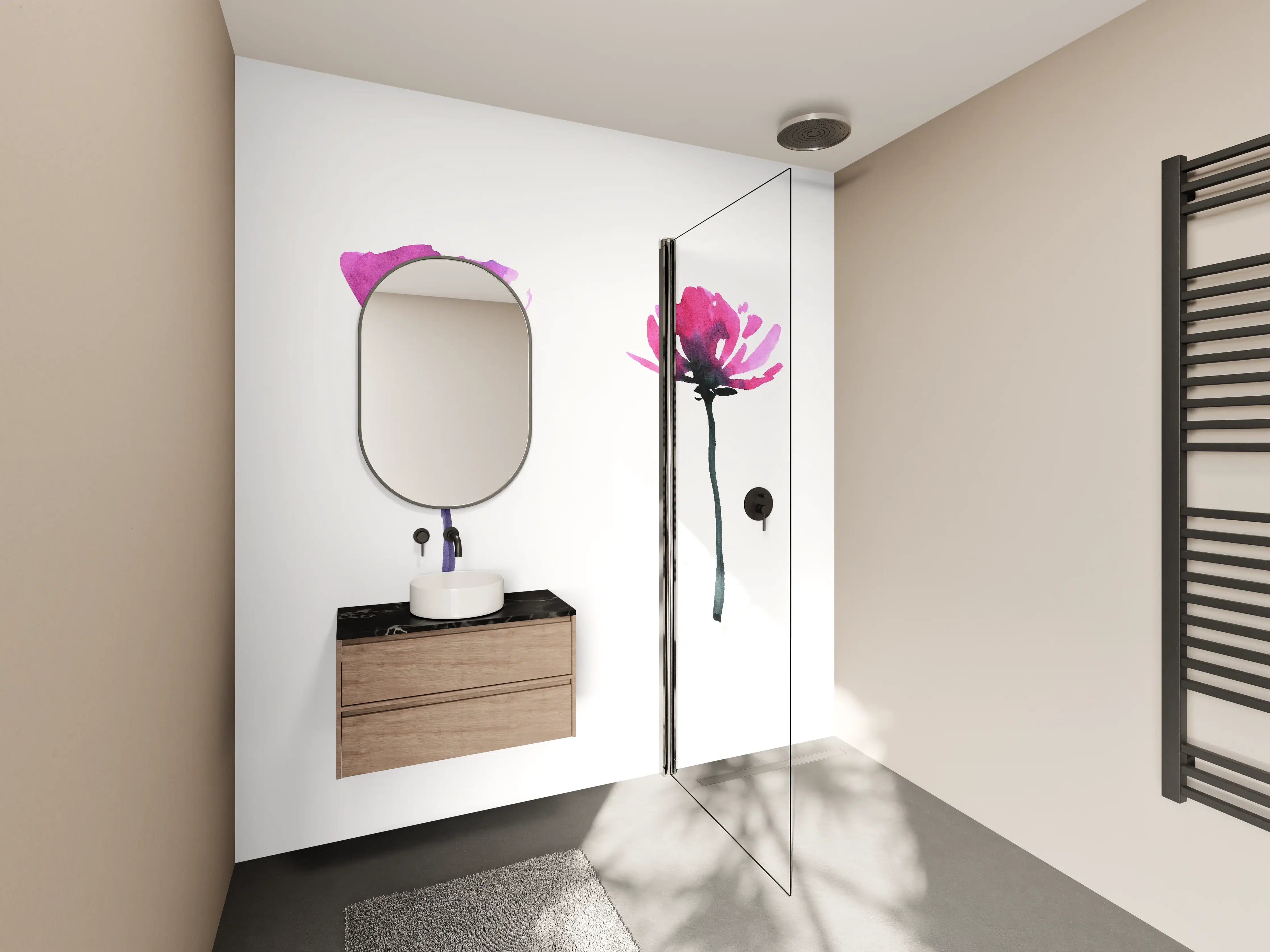 Wandverkleidung Bad - Abstraktes modernes Blumenset