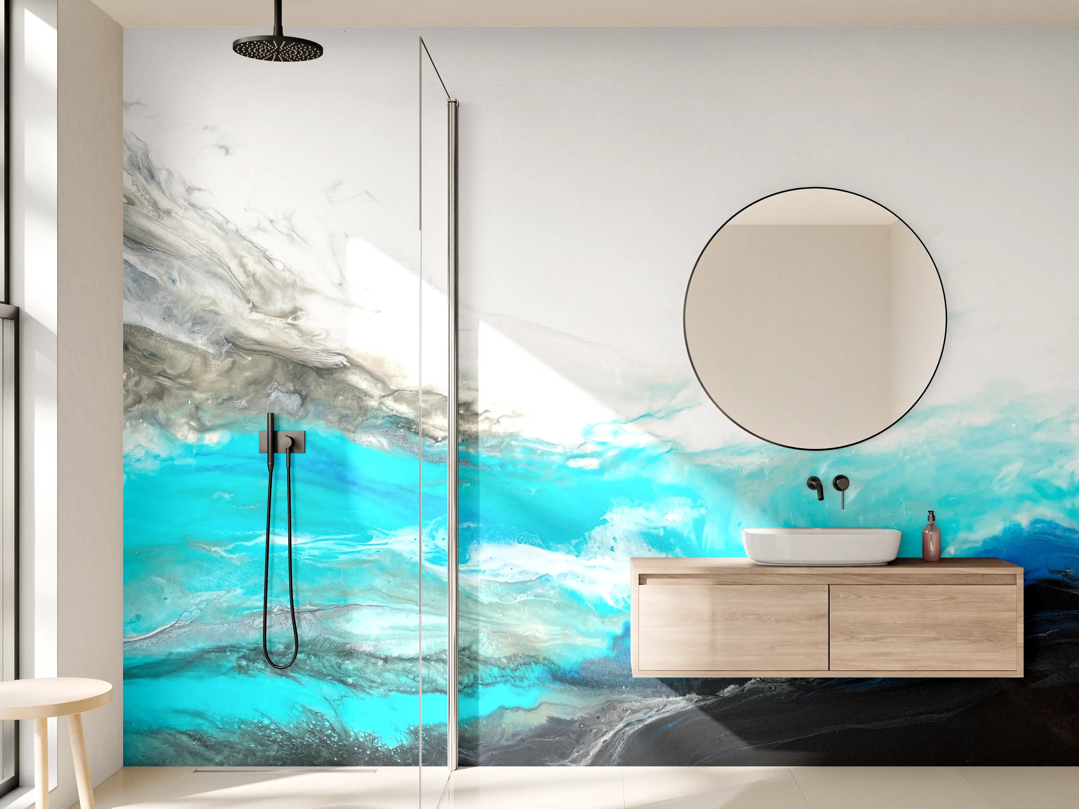 Wandverkleidung Bad - Acryl Gemälde - Wellen 