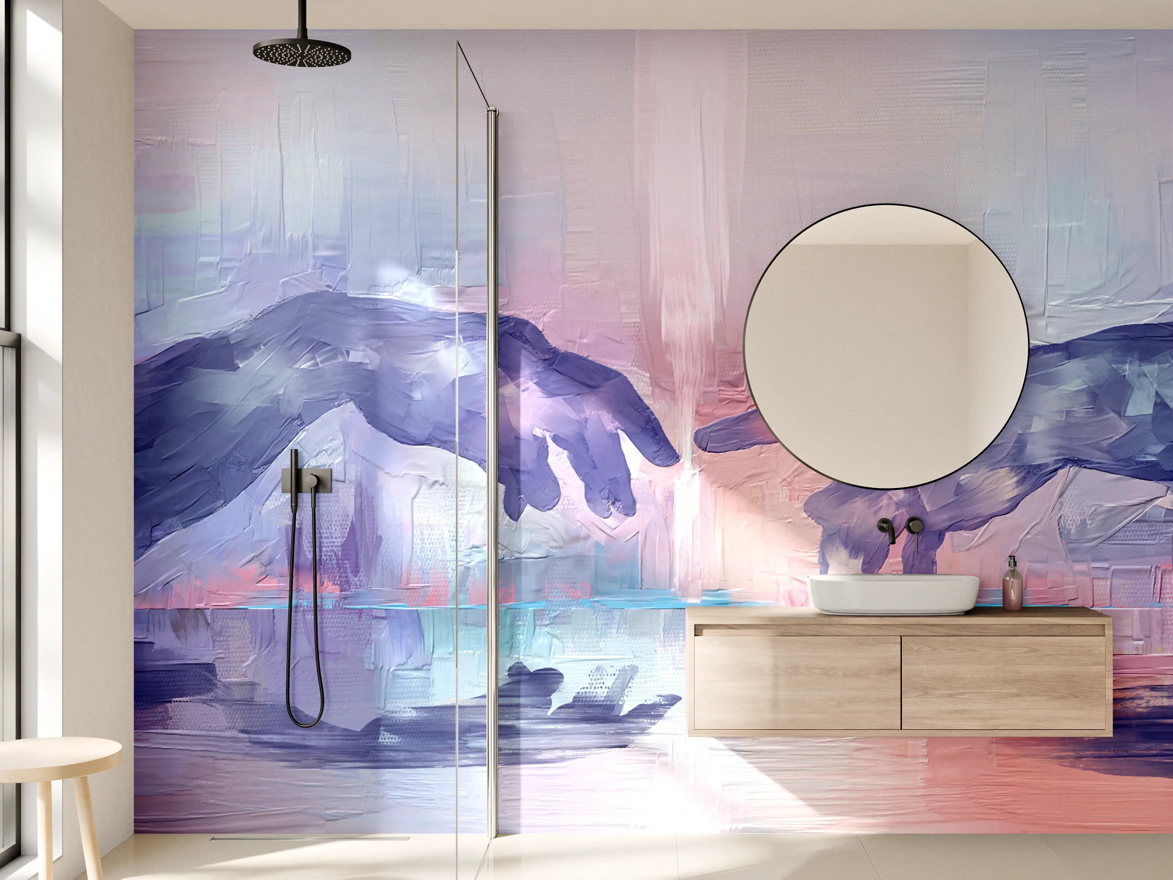 Wandverkleidung Bad - Acryl Malerei - Zwei Hände