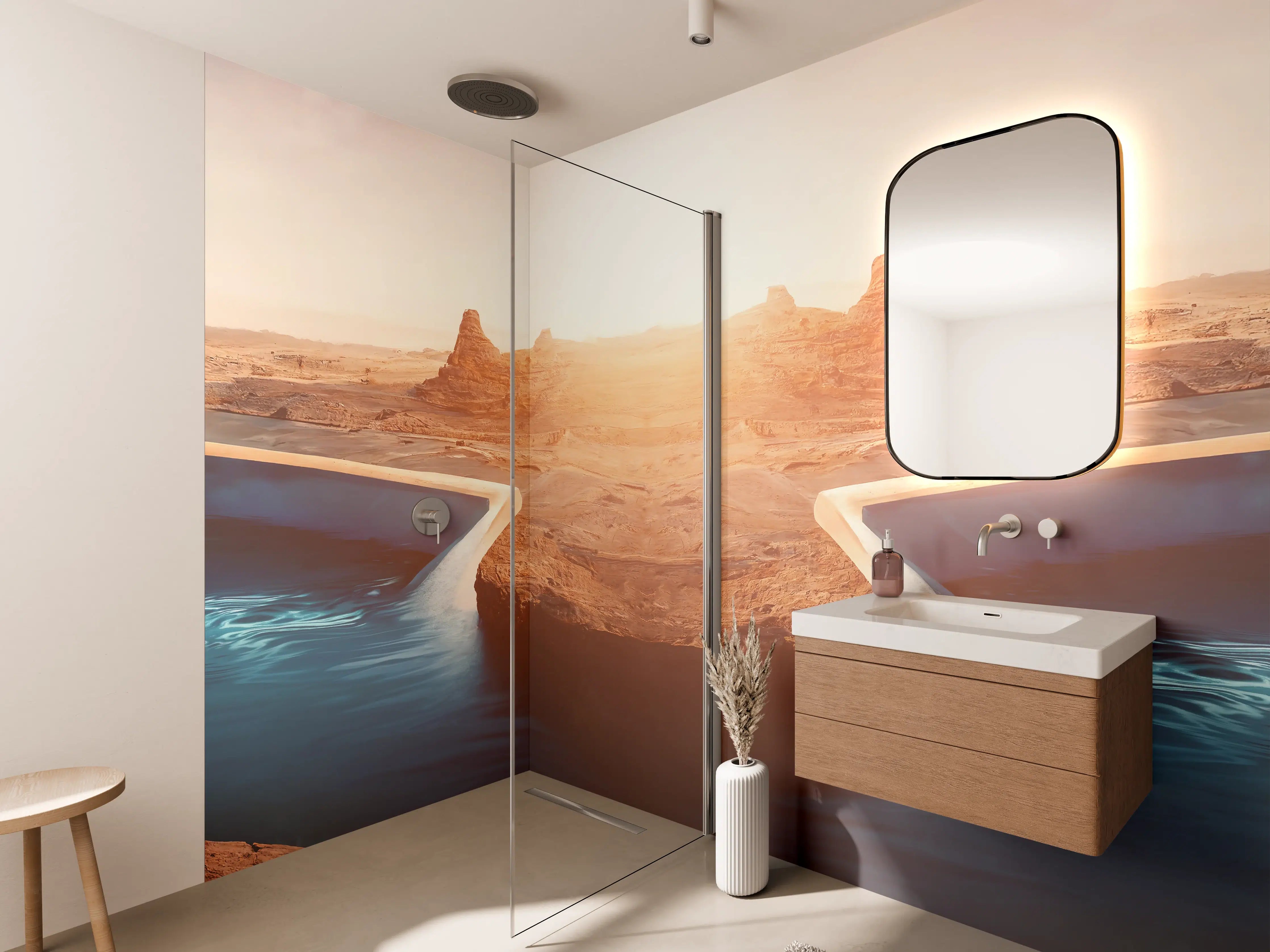 Wandverkleidung Bad - Afrikanische Wüste - Abendlich