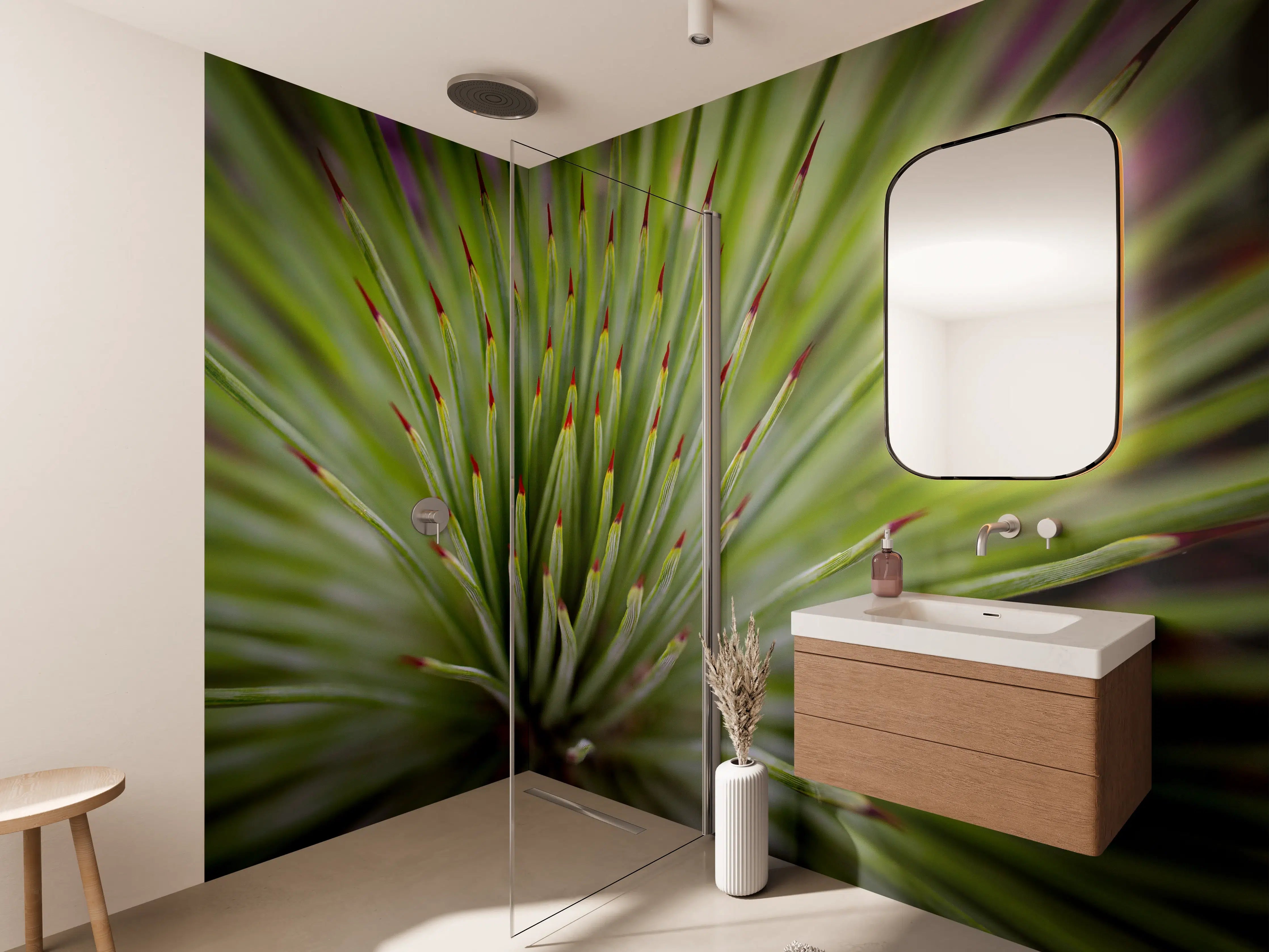 Wandverkleidung Bad - Agave striata im Detail