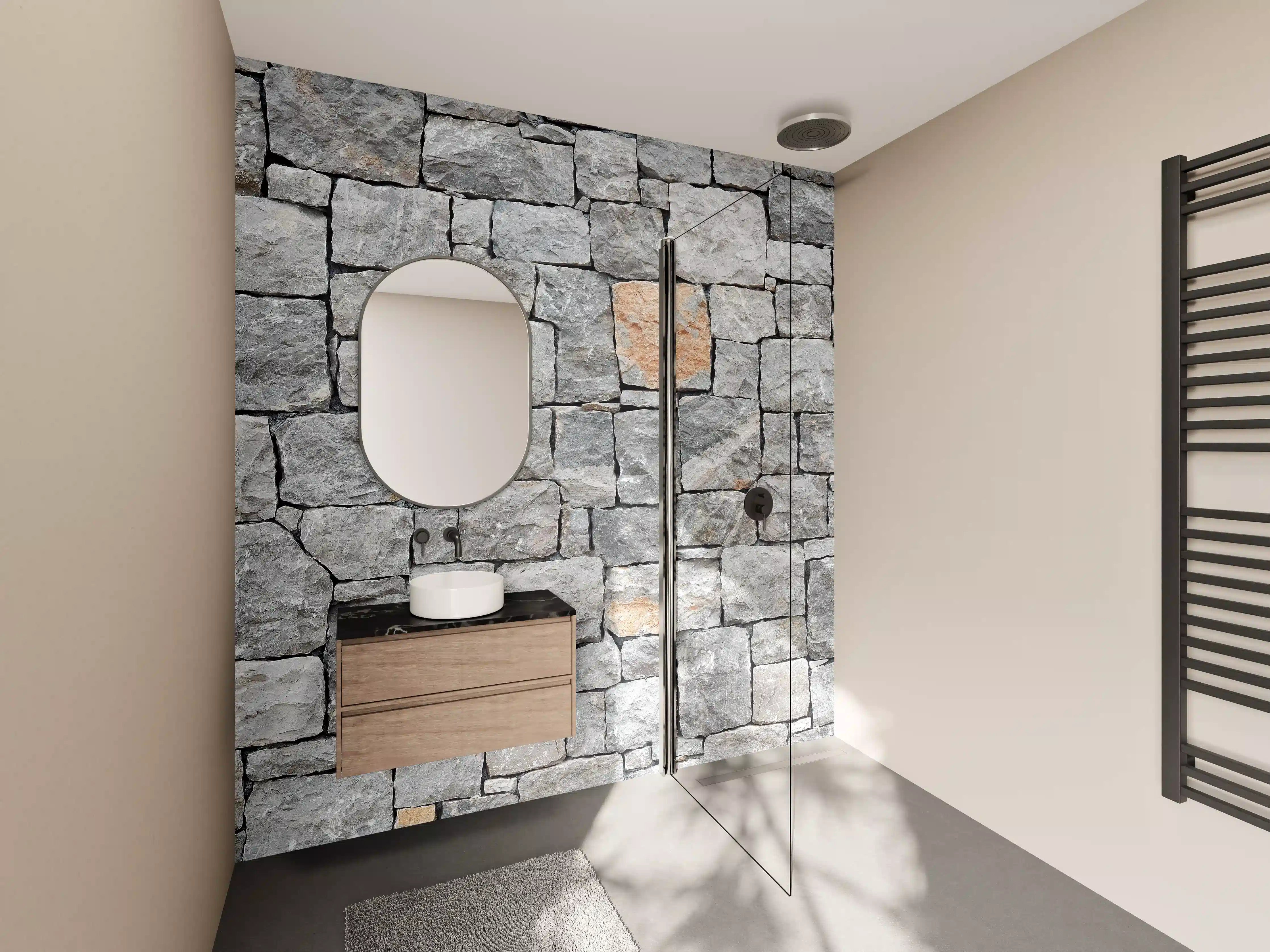 Wandverkleidung Bad - Alte Graue Steinwand 