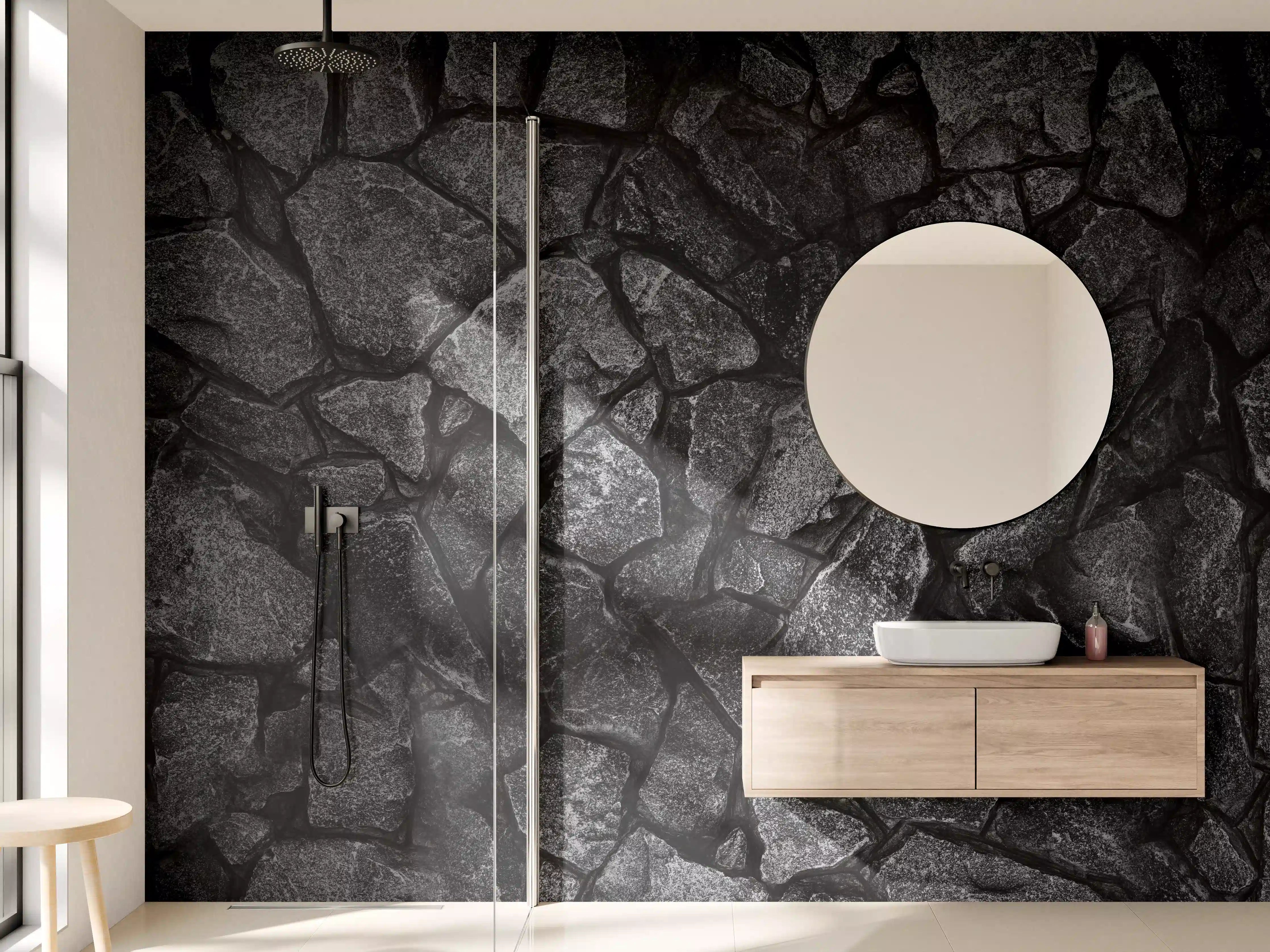 Wandverkleidung Bad - Alte Steinmauer - Hintergrund