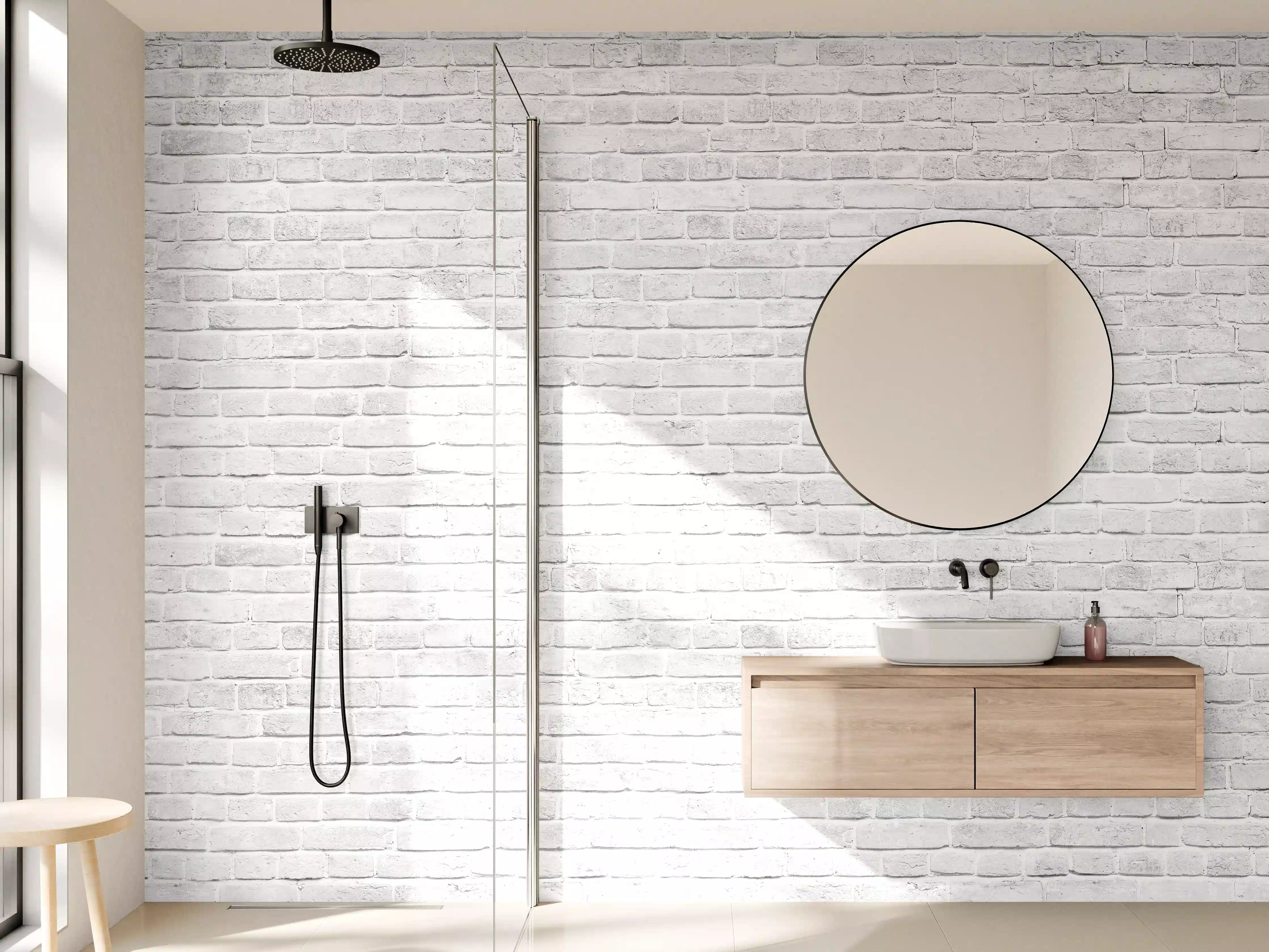 Wandverkleidung Bad - Alte weiße Backsteinmauer