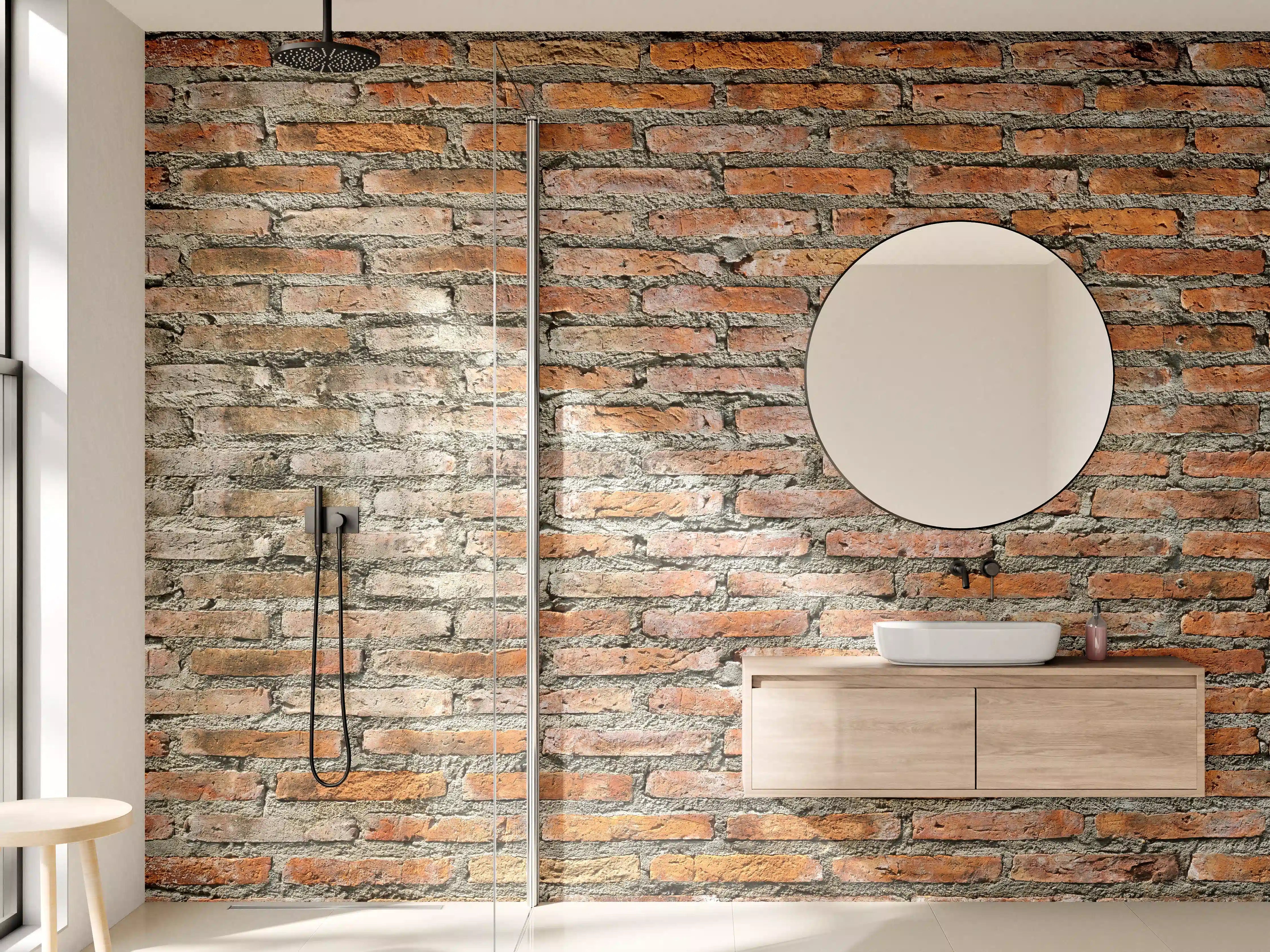 Wandverkleidung Bad - Alter Backstein - Textur