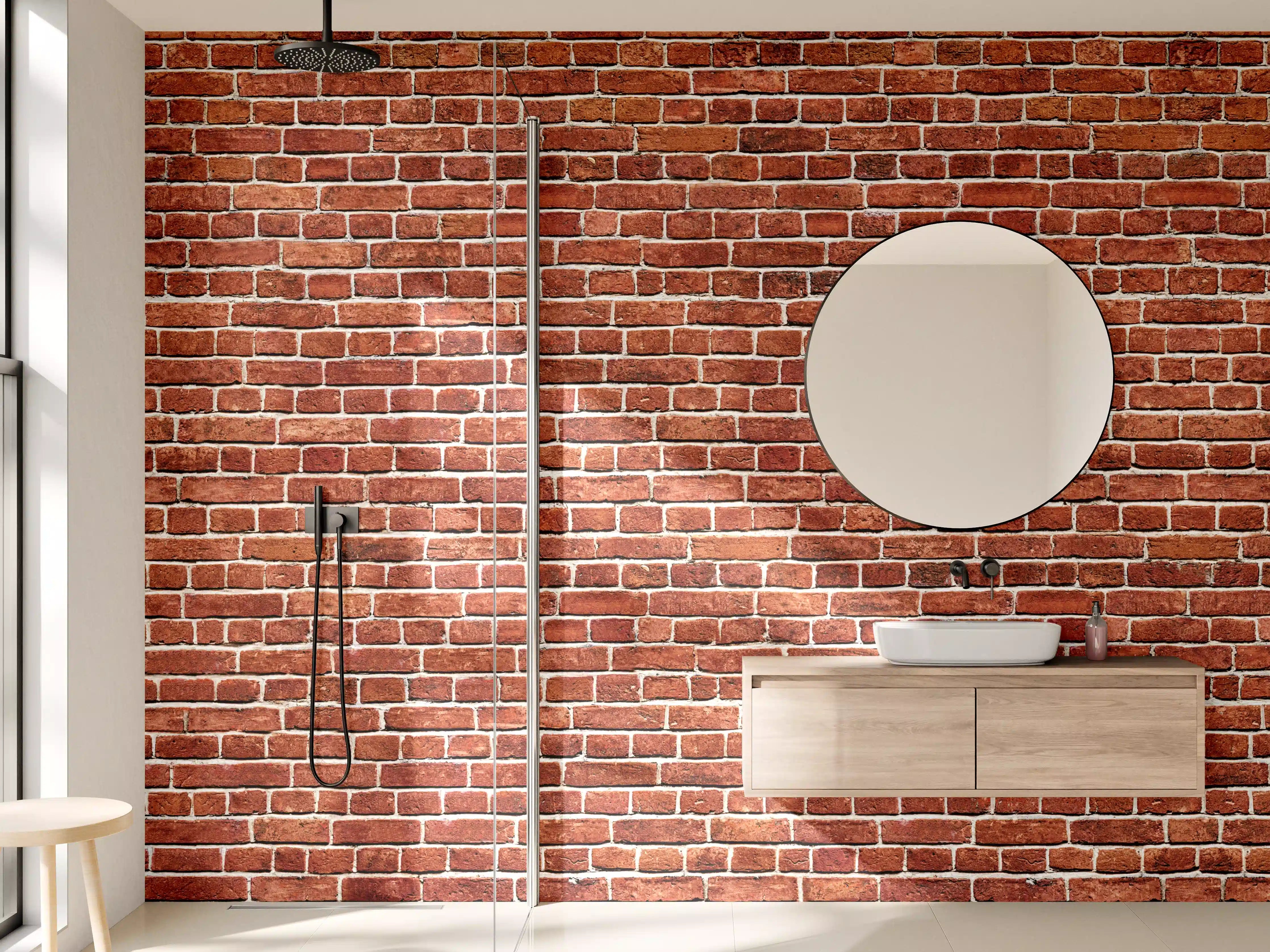 Wandverkleidung Bad - Alter rote Backsteinmauer