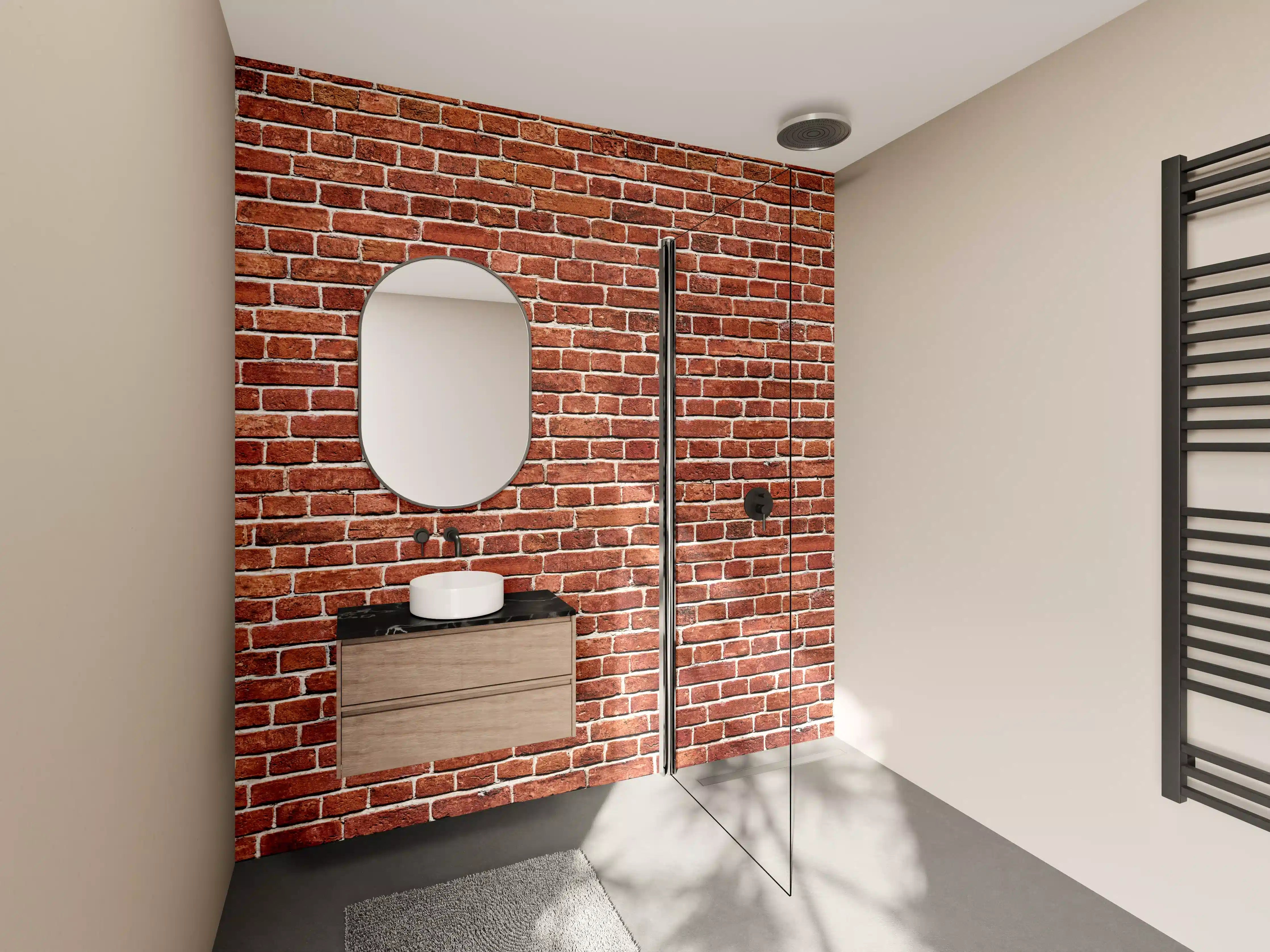 Wandverkleidung Bad - Alter rote Backsteinmauer