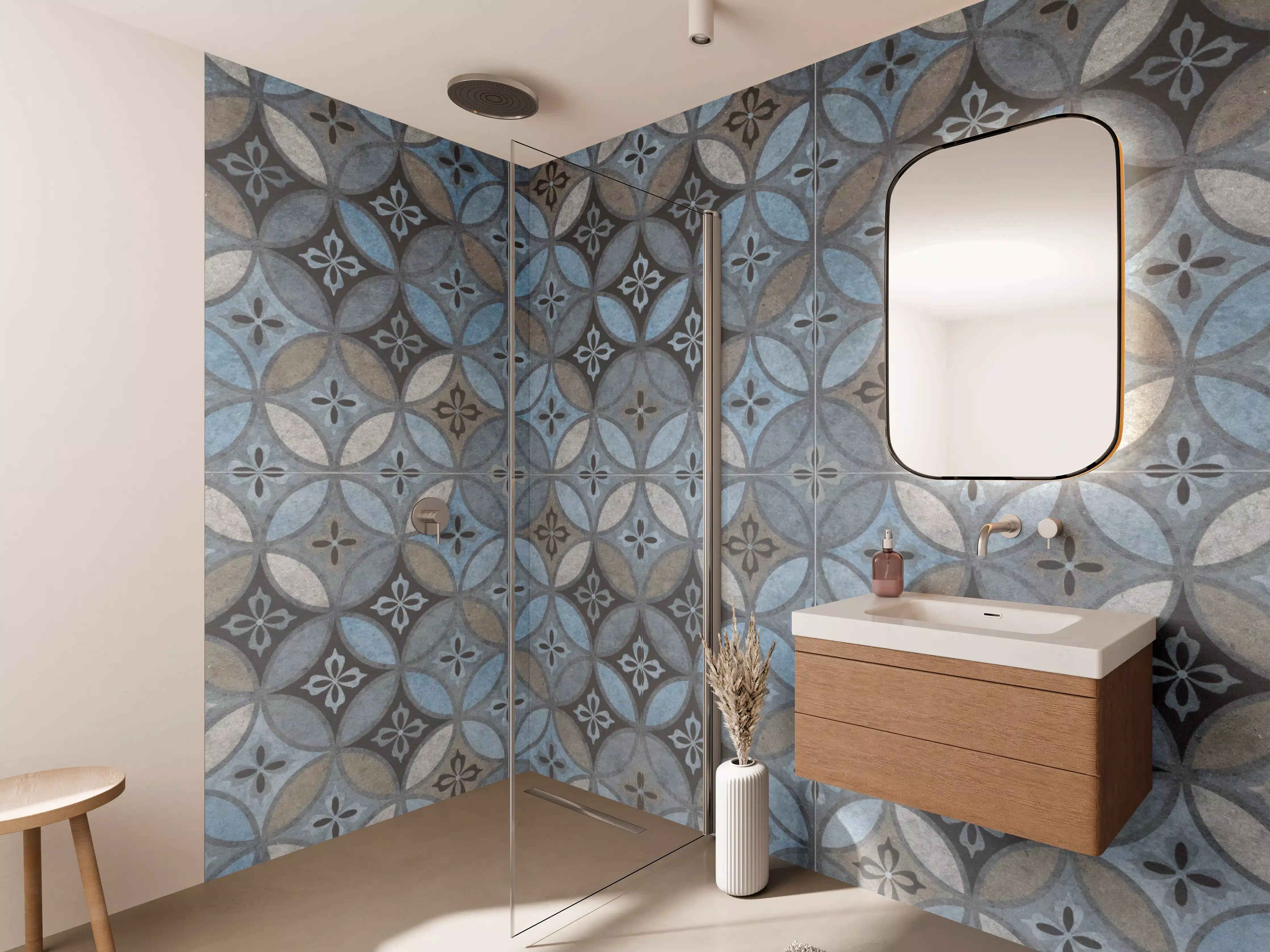 Wandverkleidung Bad - Altes Buntes Patchwork Mosaik Motiv