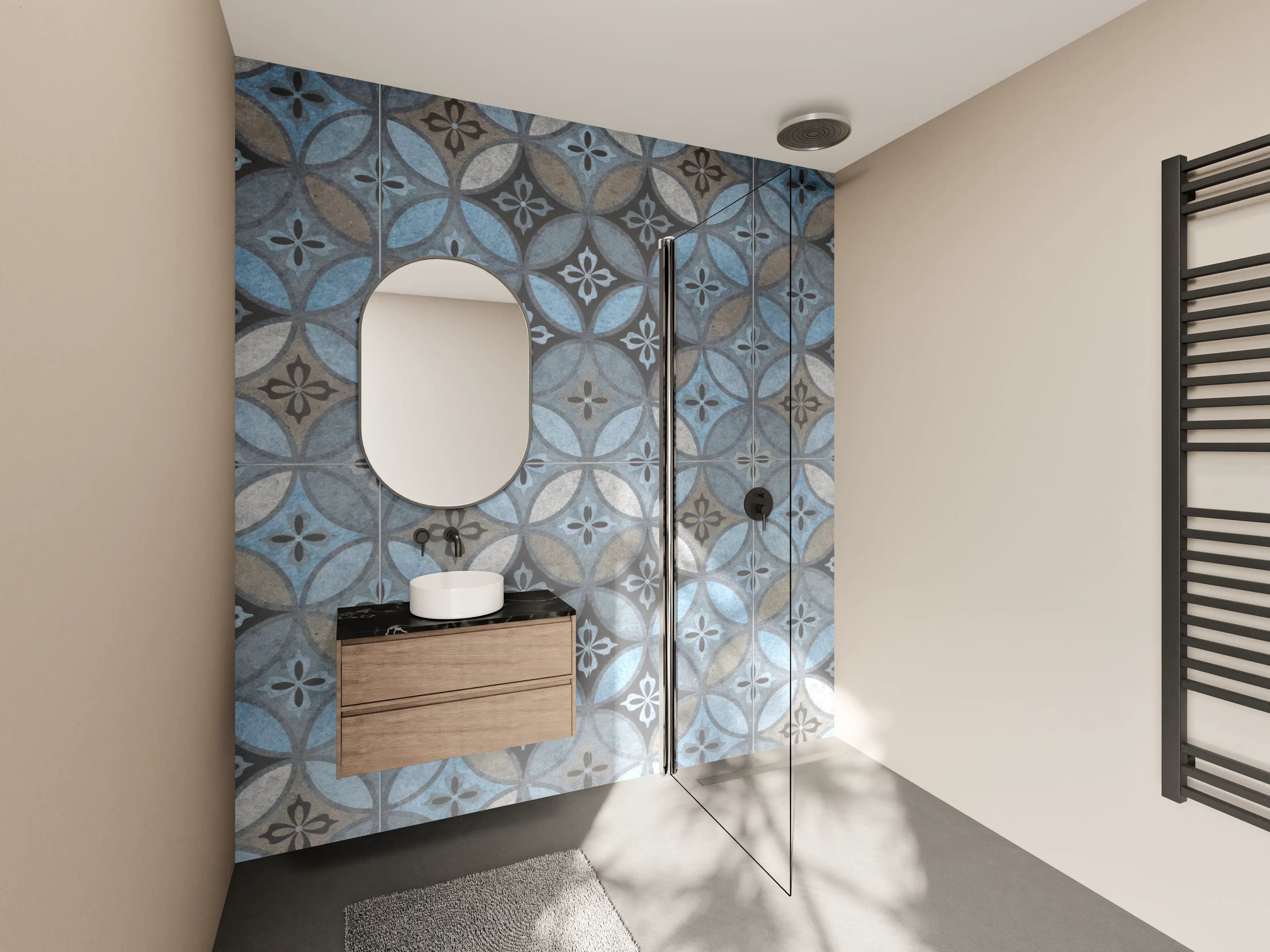 Wandverkleidung Bad - Altes Buntes Patchwork Mosaik Motiv