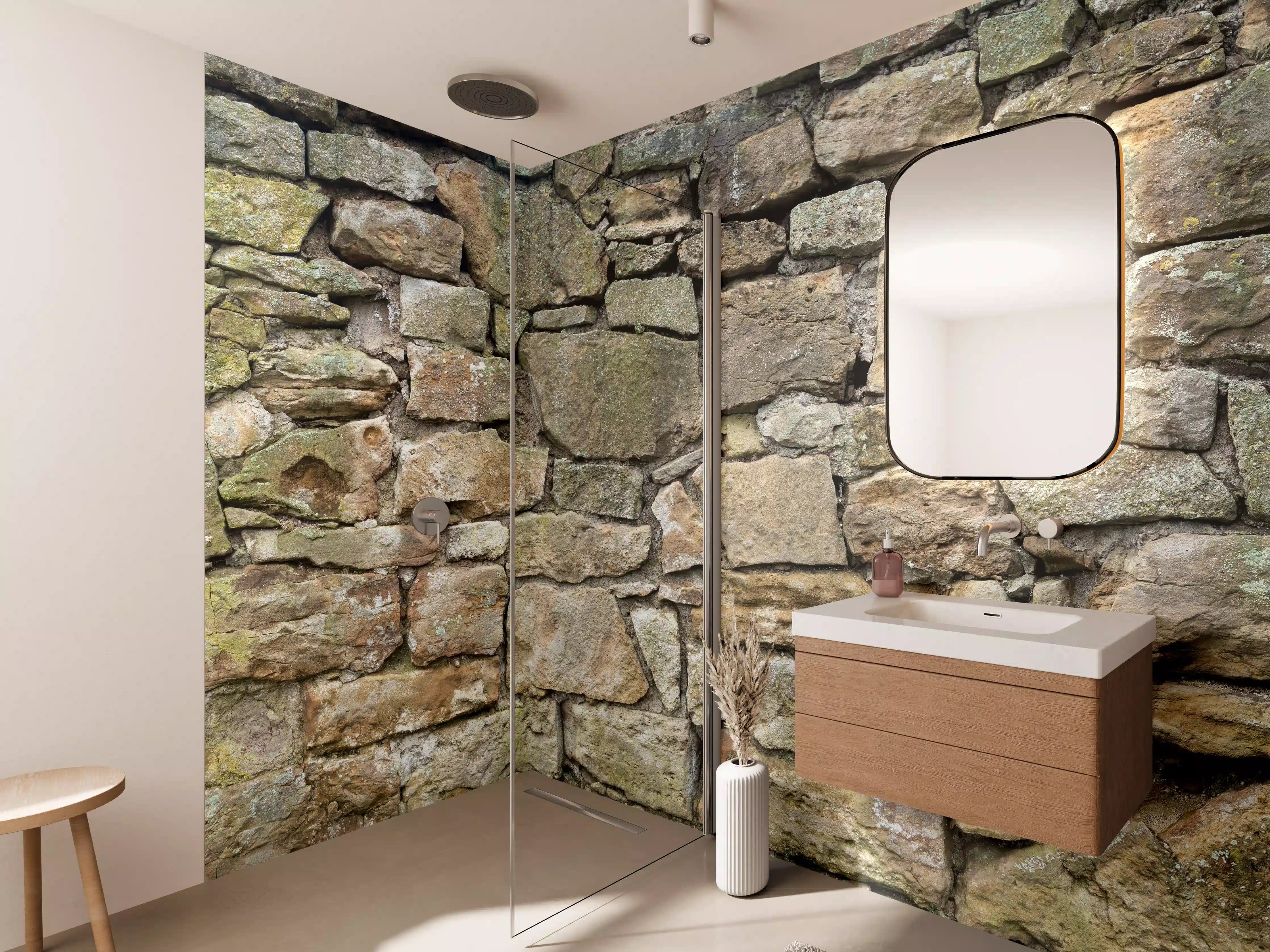 Wandverkleidung Bad - Altes Mauerwerk