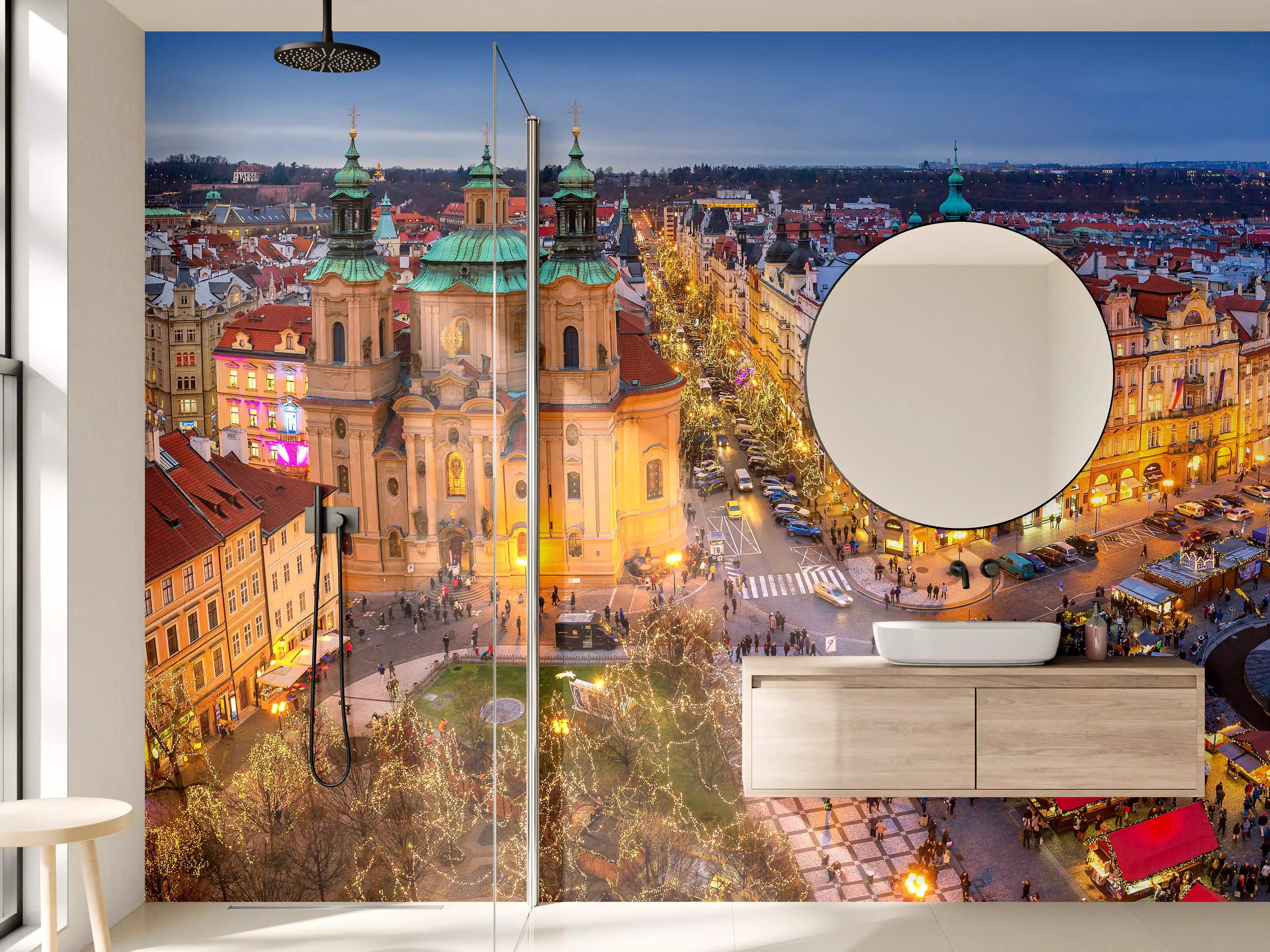Wandverkleidung Bad - Altstadt von Prag zu Weihnachten