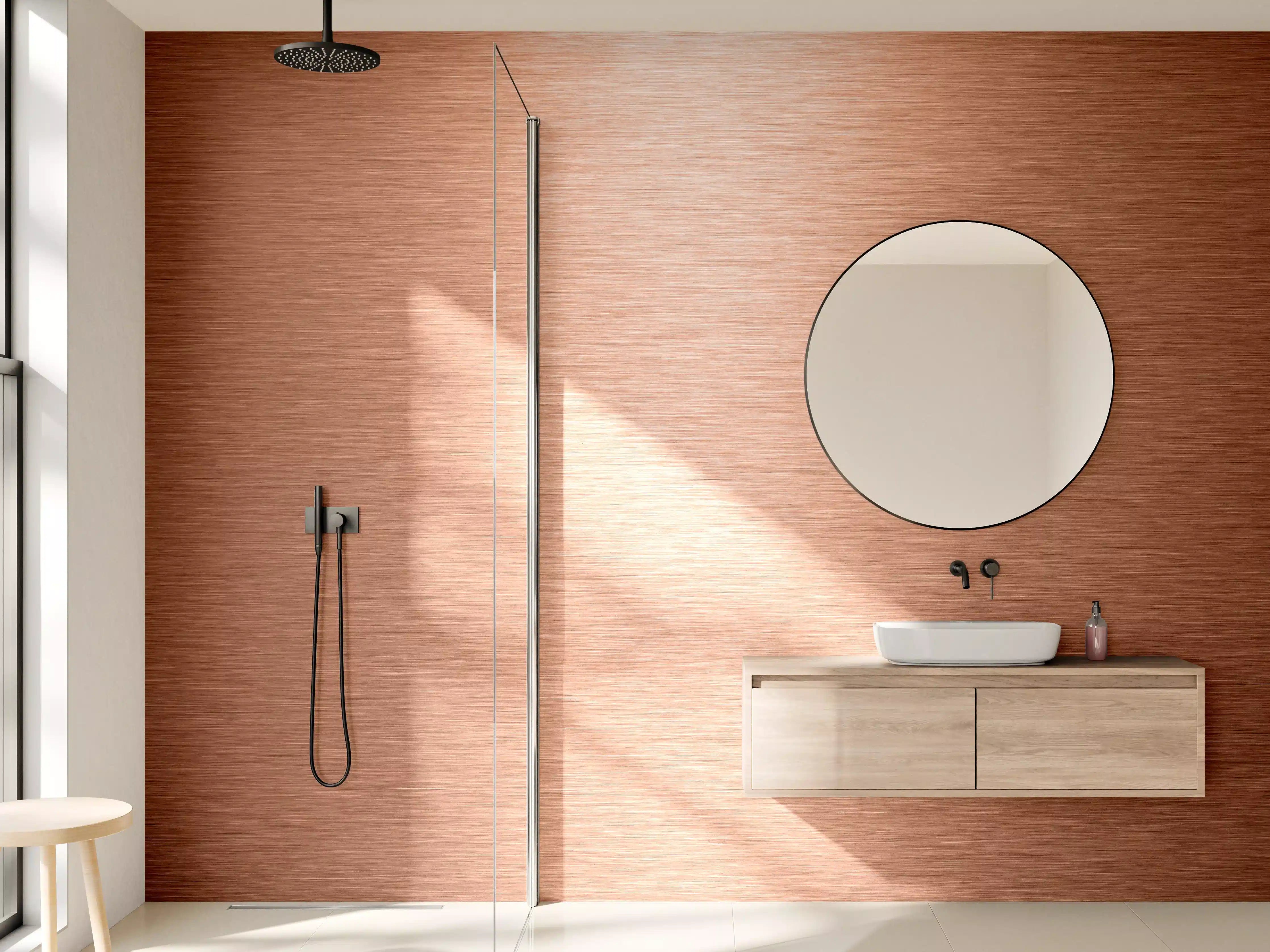 Wandverkleidung Bad - Alu gebürstet kupferfarbig