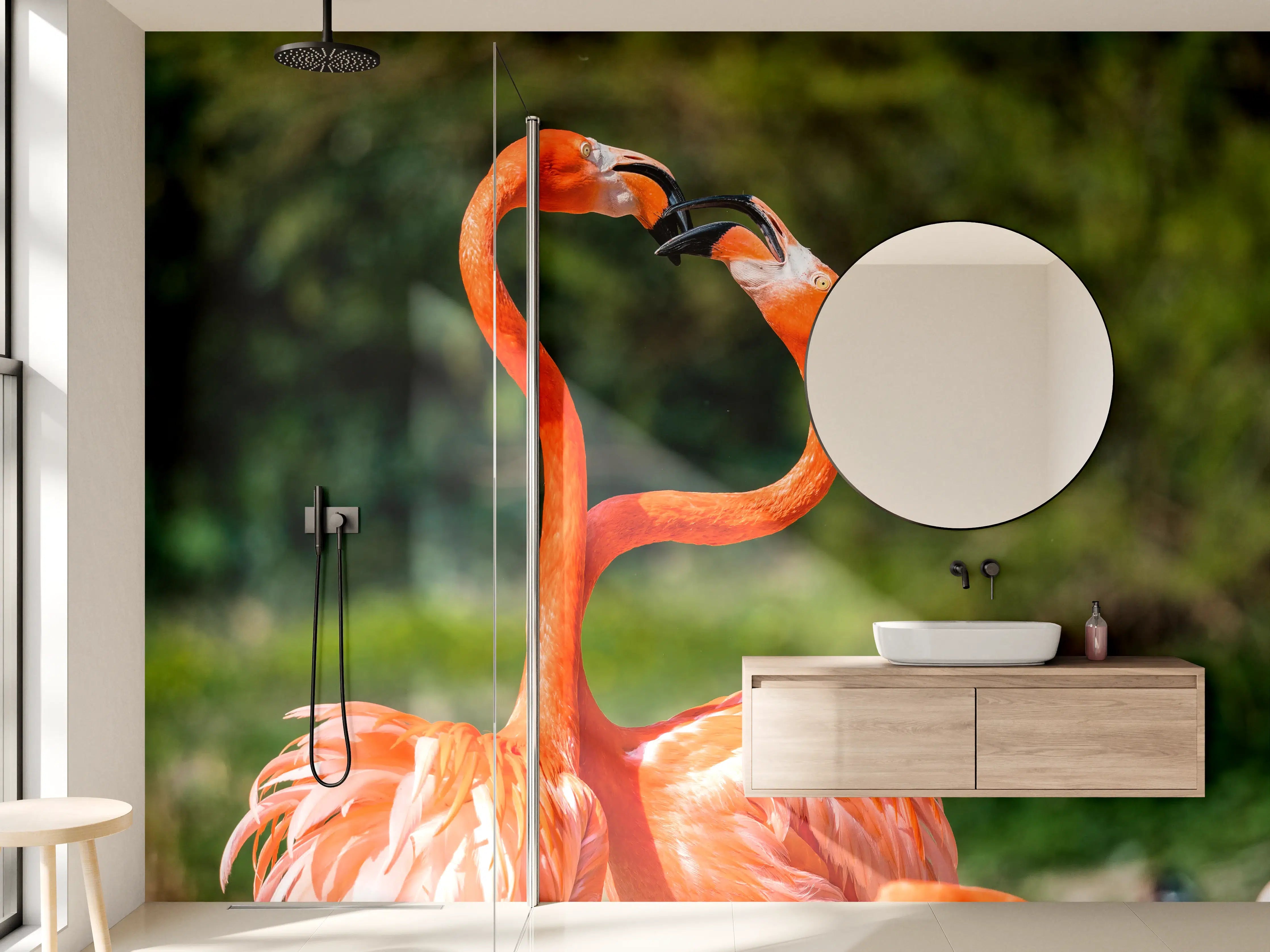 Wandverkleidung Bad - Amerikanisches Flamingo-Paar