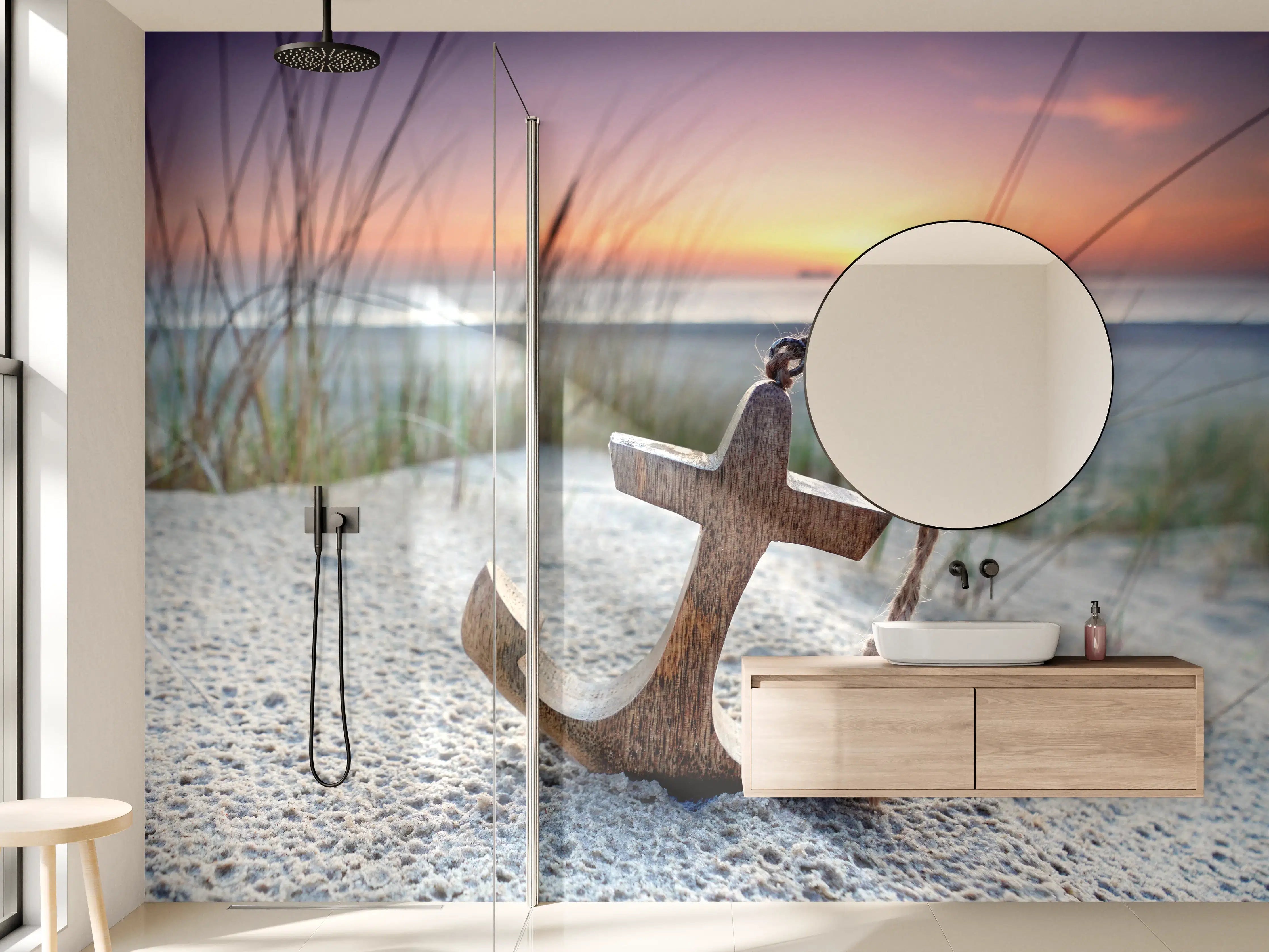 Wandverkleidung Bad - Anker am Strand