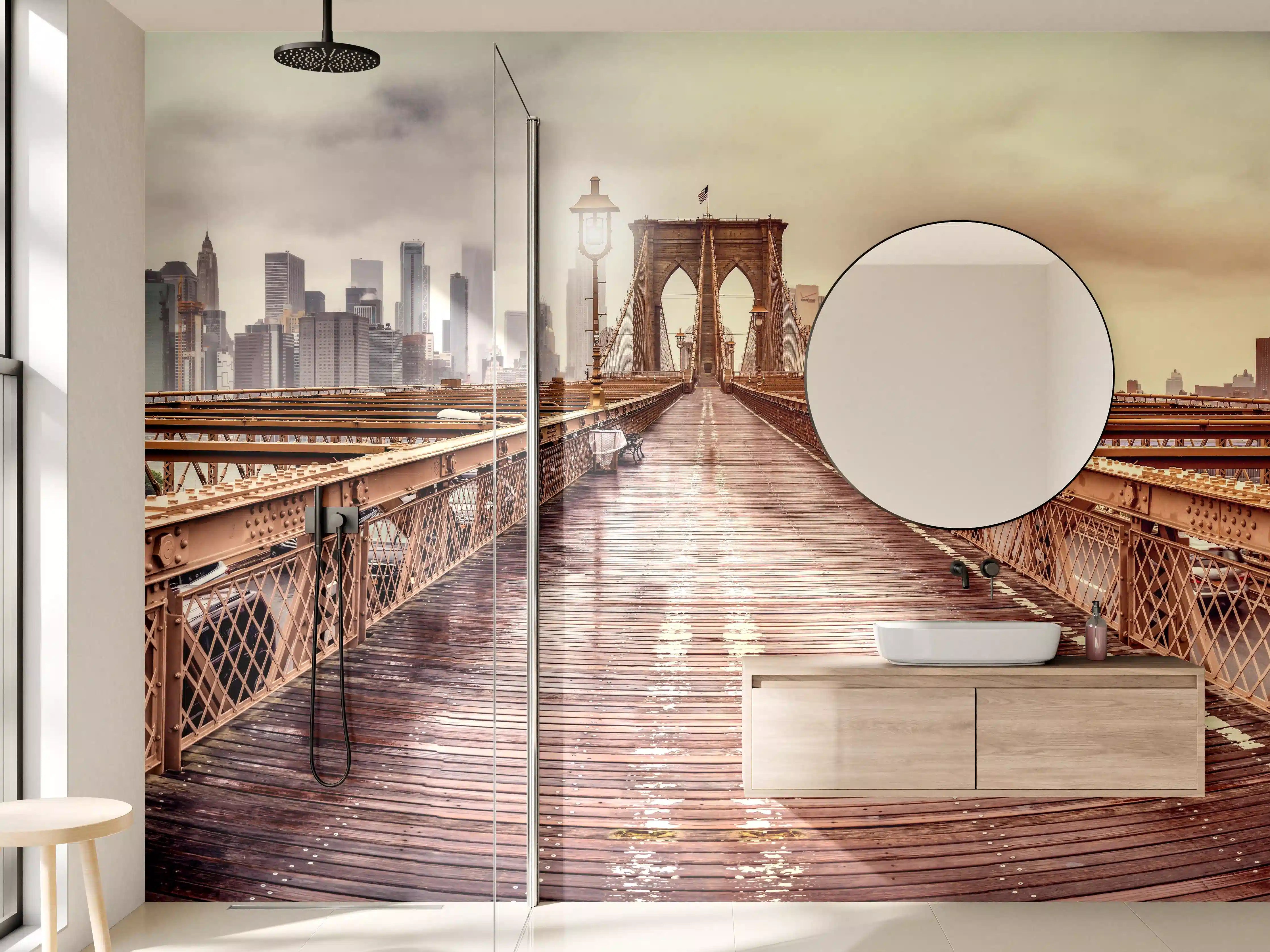 Wandverkleidung Bad - Ansicht der Brücke auf die Stadt