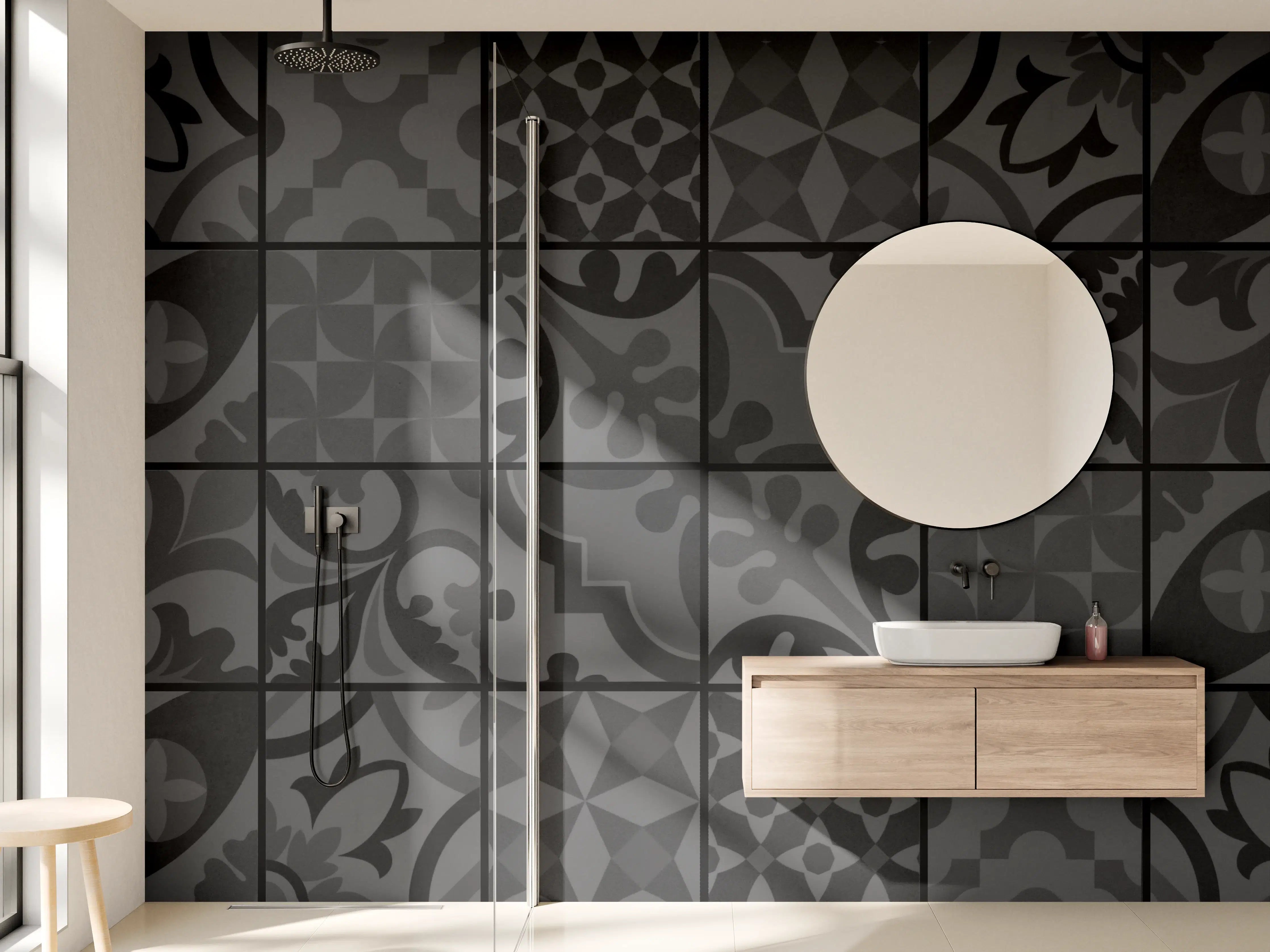 Wandverkleidung Bad - Anthrazit Mosaik Fliesentextur
