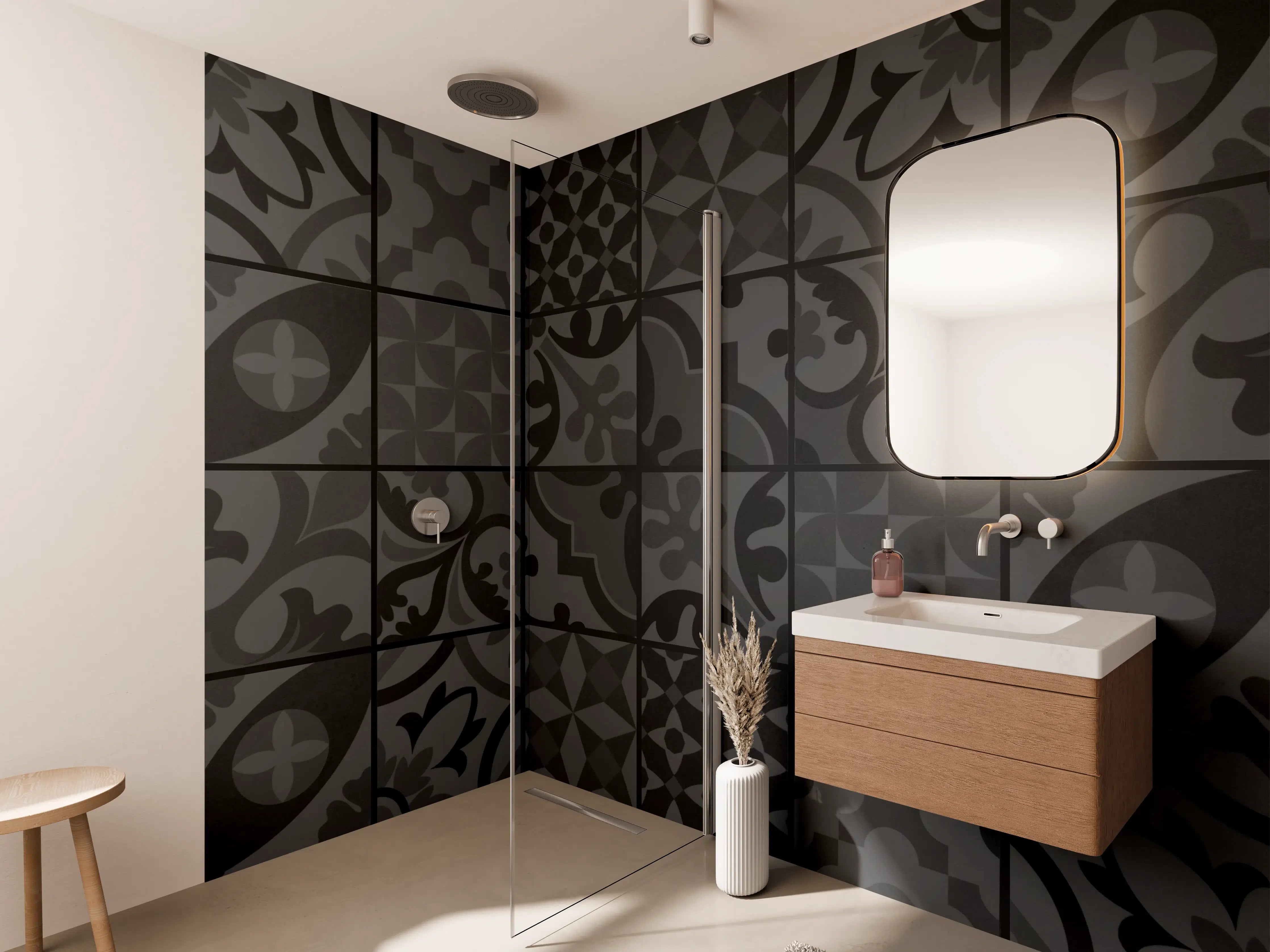 Wandverkleidung Bad - Anthrazit Mosaik Fliesentextur