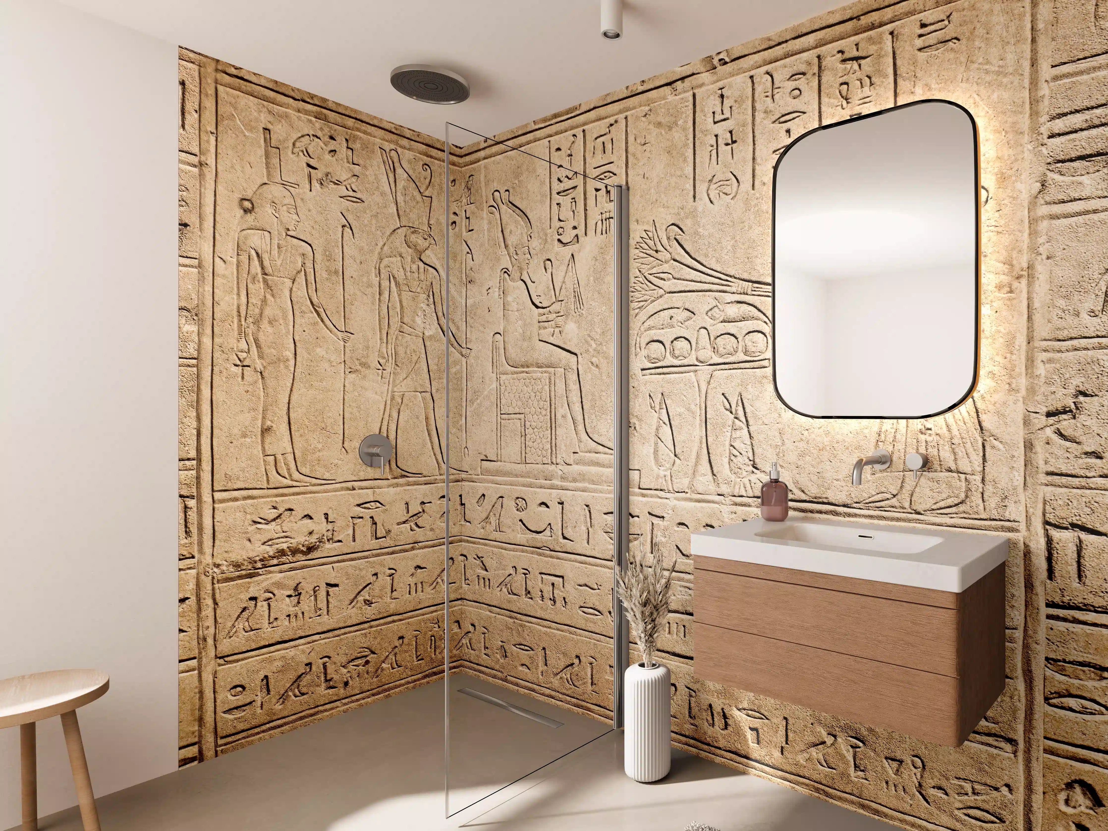 Wandverkleidung Bad - Antike Ägyptische Hieroglyphen