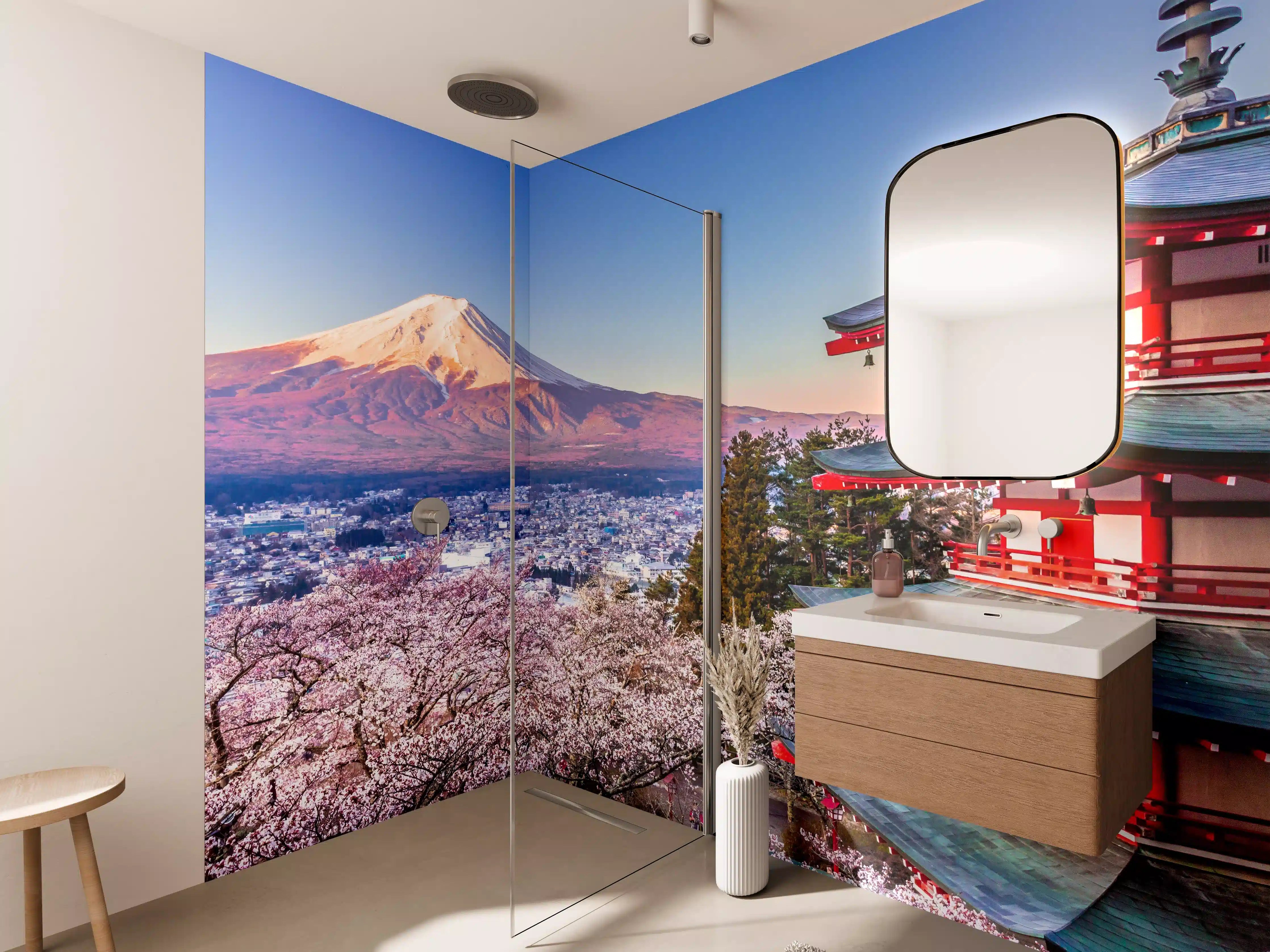 Wandverkleidung Bad - Anziehender Anblick auf Berg Fuji