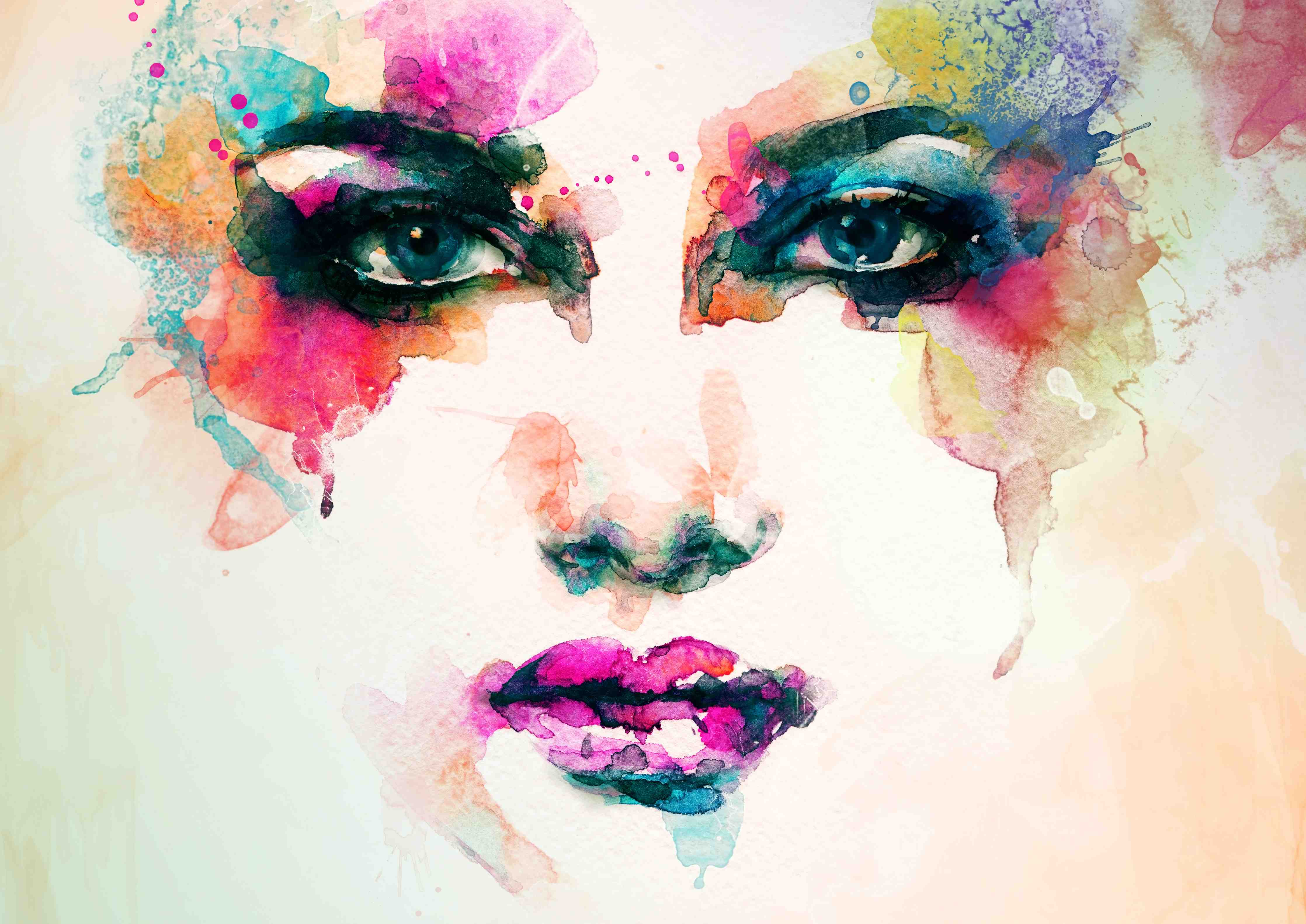 Wandverkleidung Bad-Aquarell Kunst Frau Gesicht