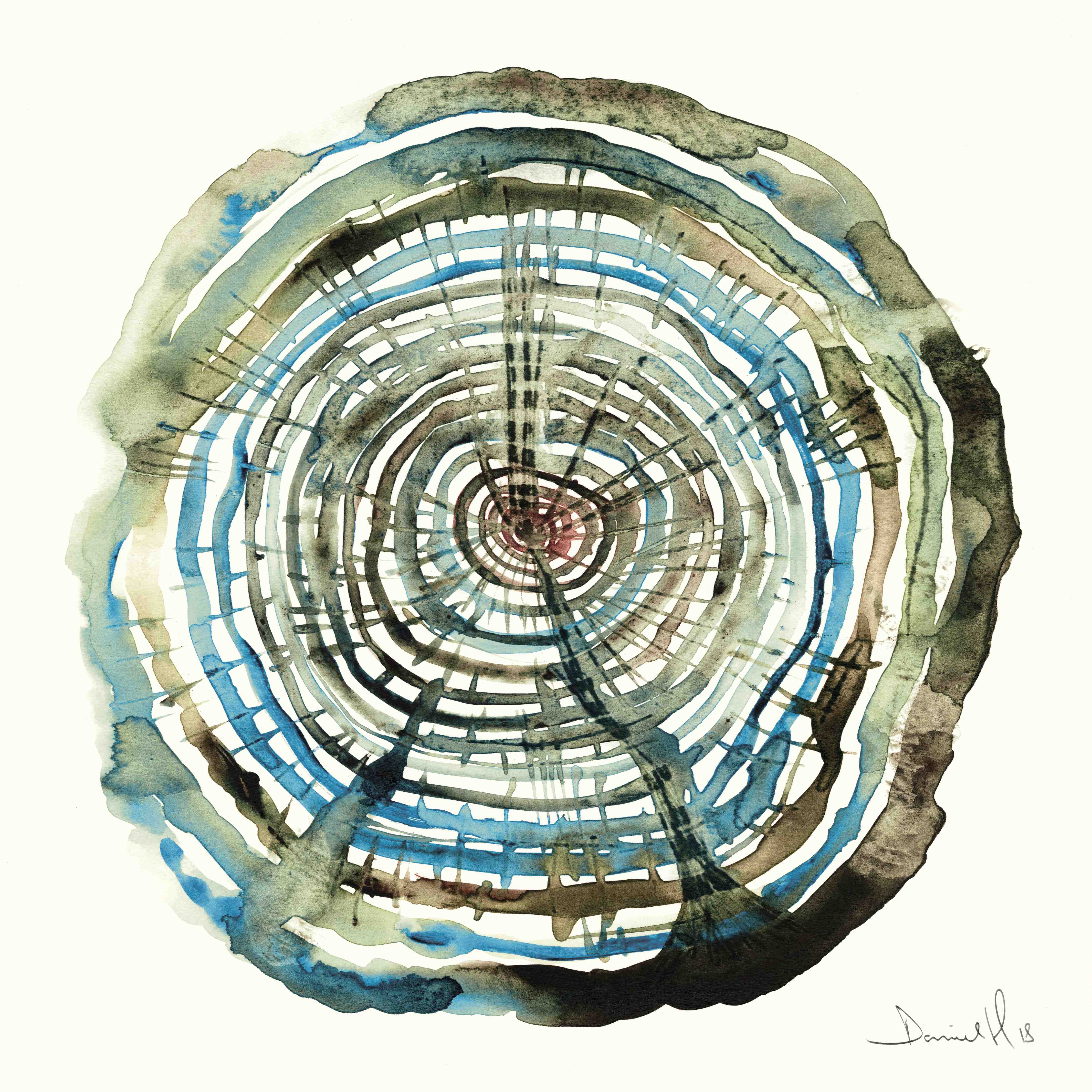 Wandverkleidung Bad-Aquarell Zeichnung - Baumstamm Muster