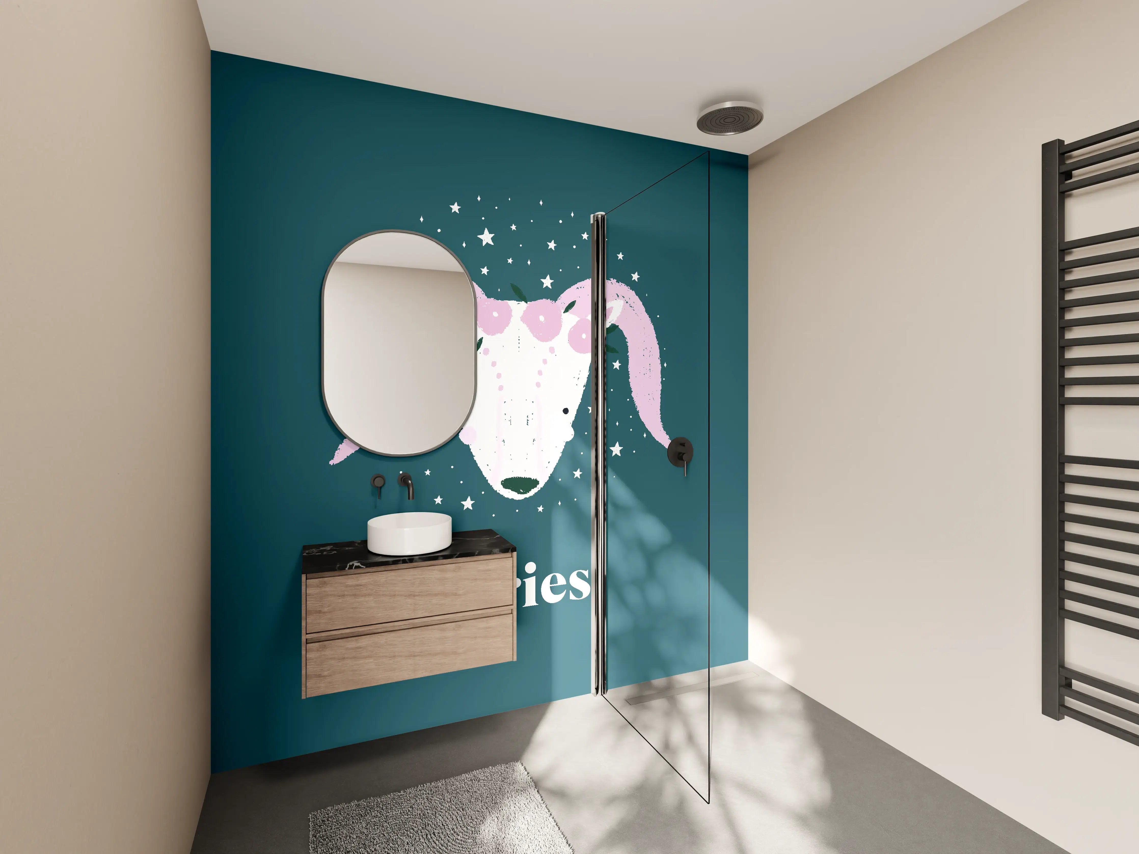 Wandverkleidung Bad - Aries Sternbild Teal Poster