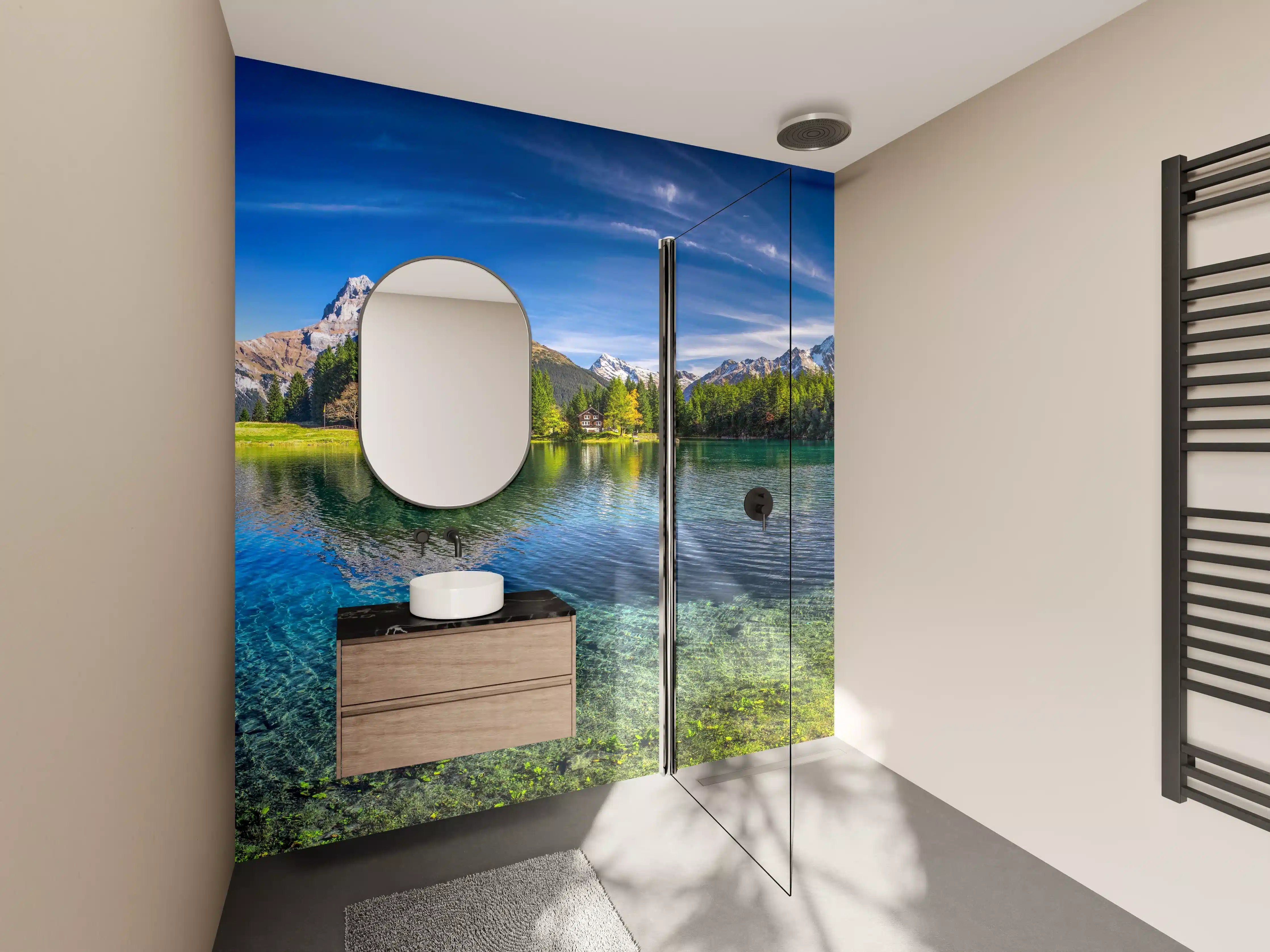 Wandverkleidung Bad - Arnisee in schweizer Alpen