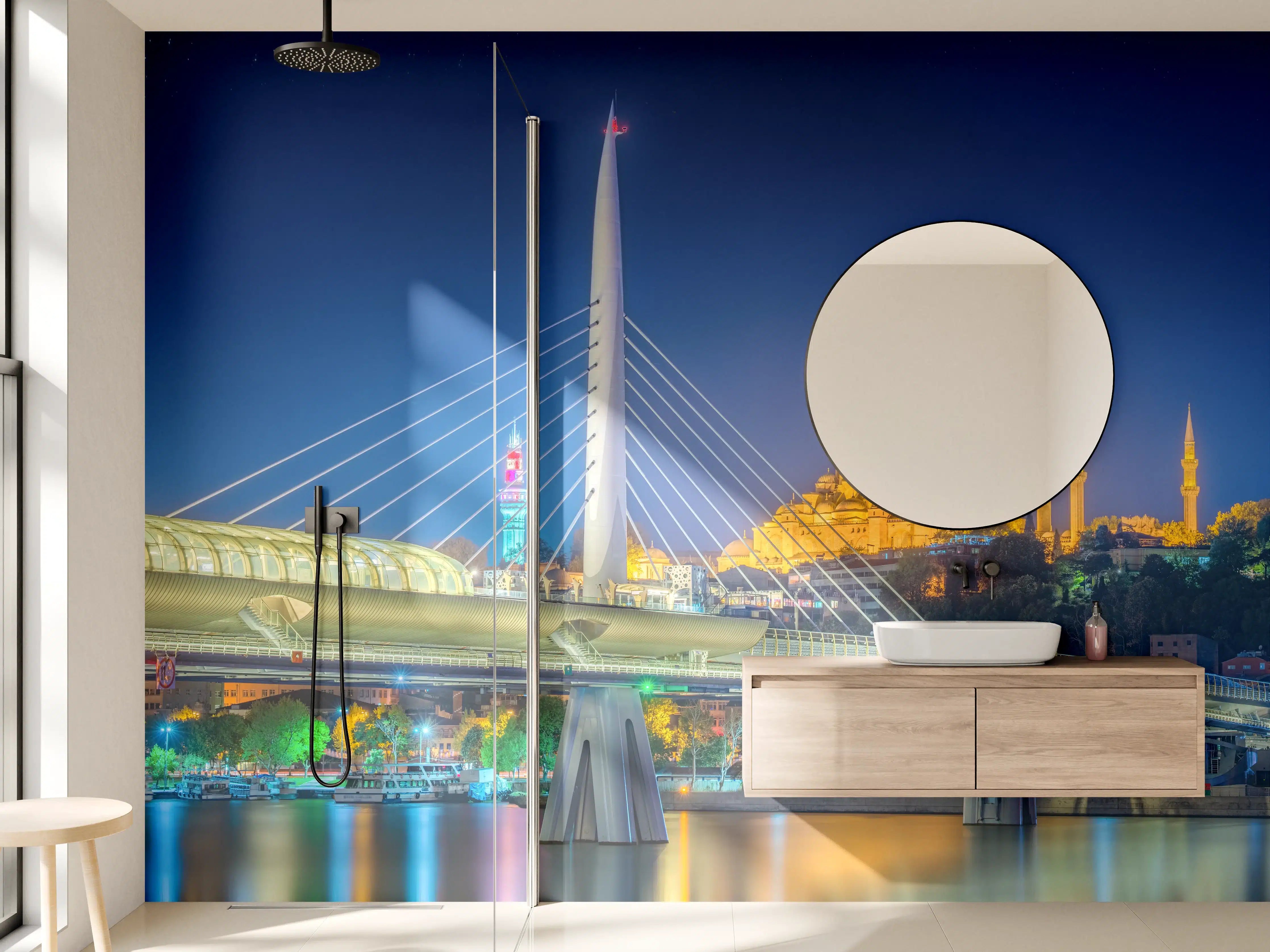 Wandverkleidung Bad - Atatürk-Brücke bei Nacht - Istanbul