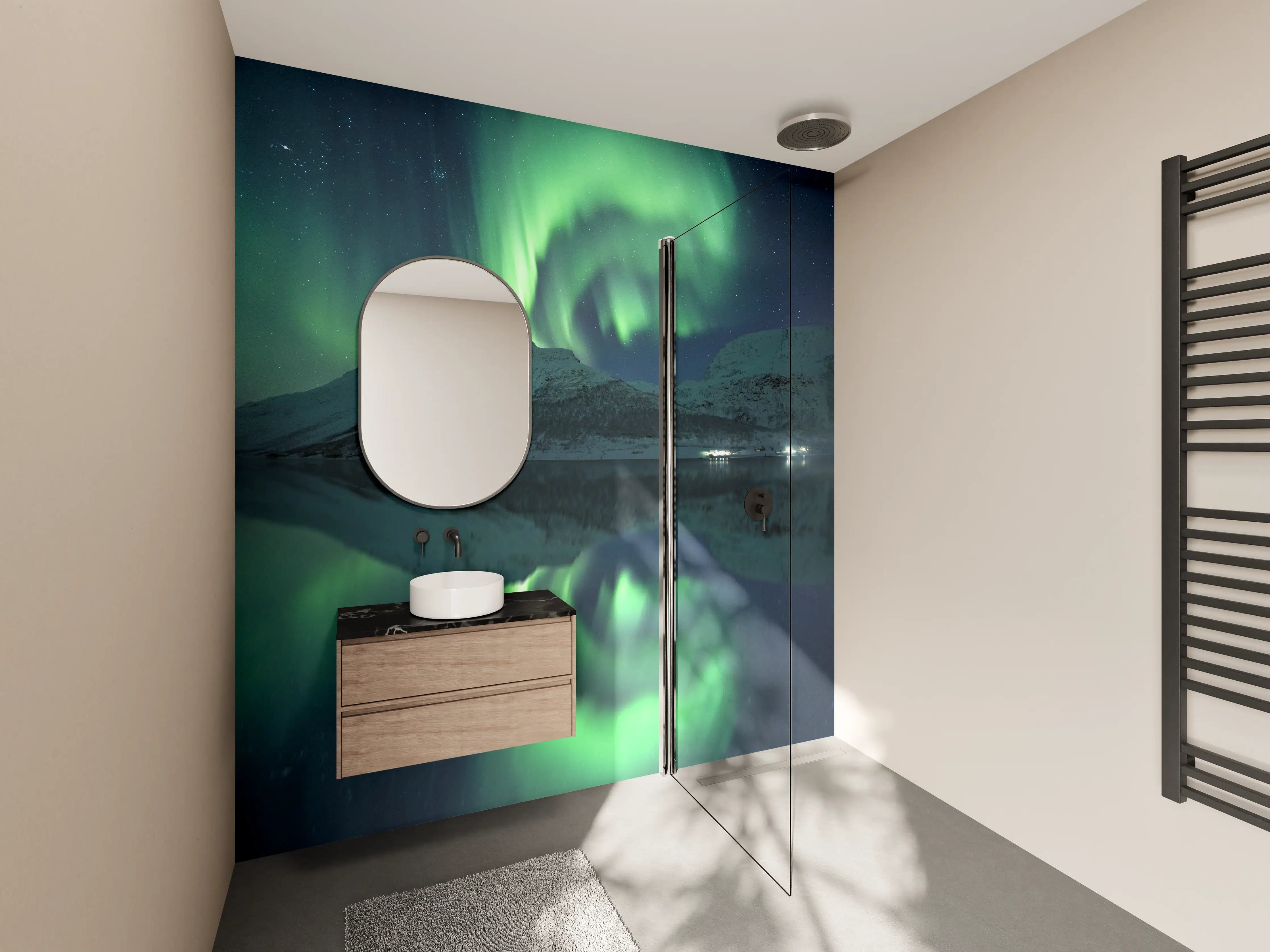 Wandverkleidung Bad - Aurora Borealis Reflexion