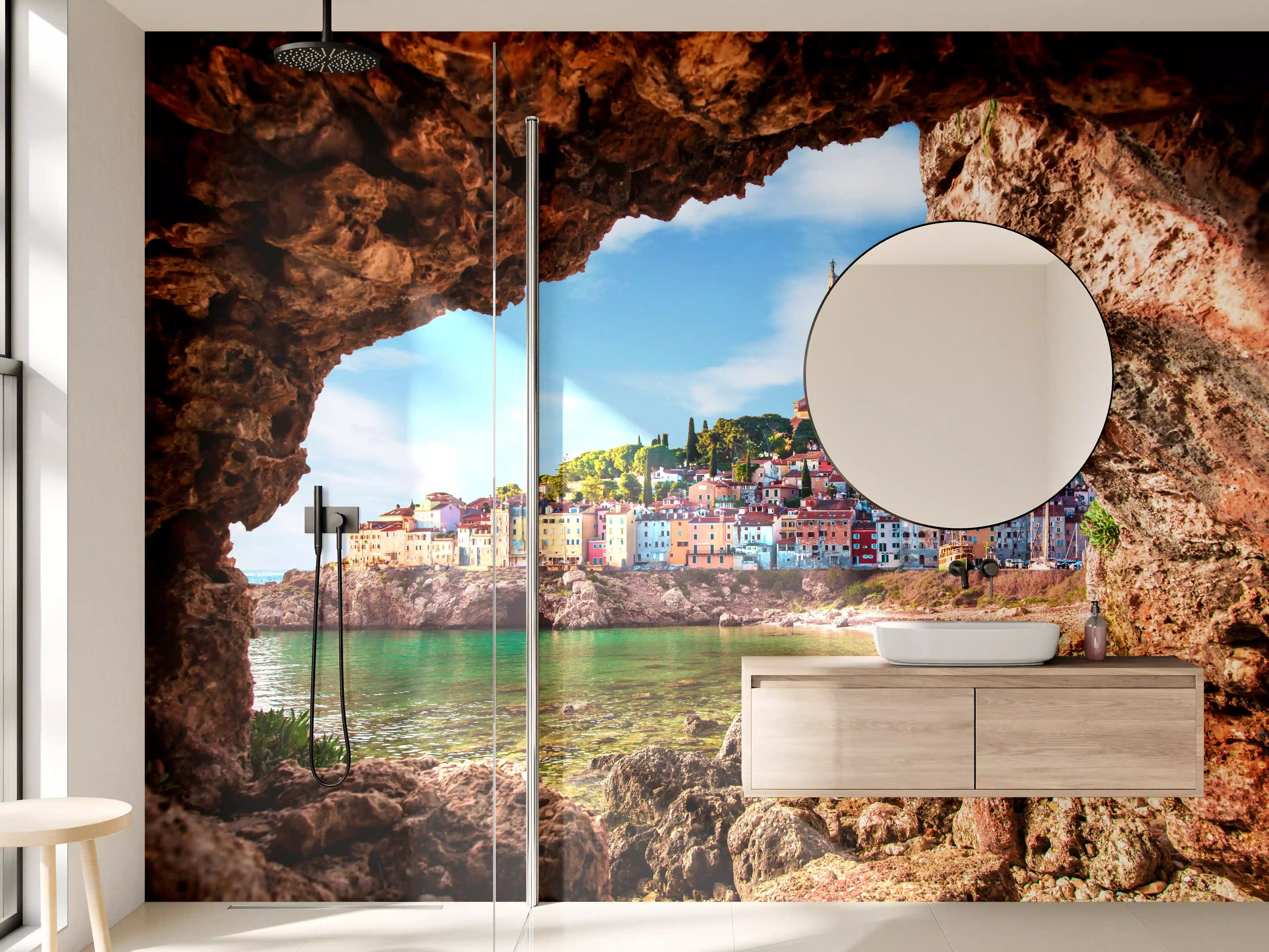 Wandverkleidung Bad - Außergewöhnlicher Blick auf alte Uhr in Piran