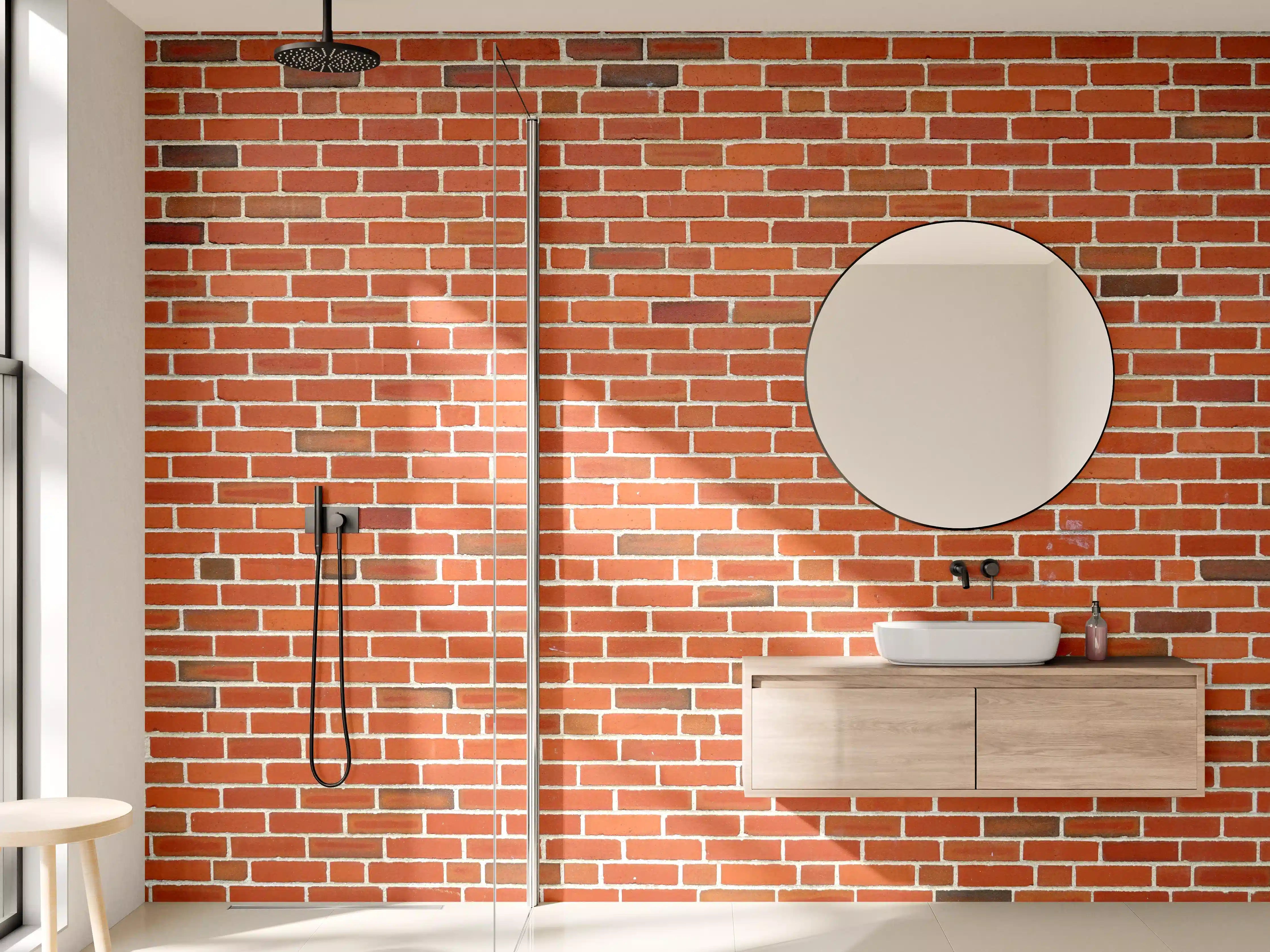 Wandverkleidung Bad - Authentische Backsteinwand im Außenbereich