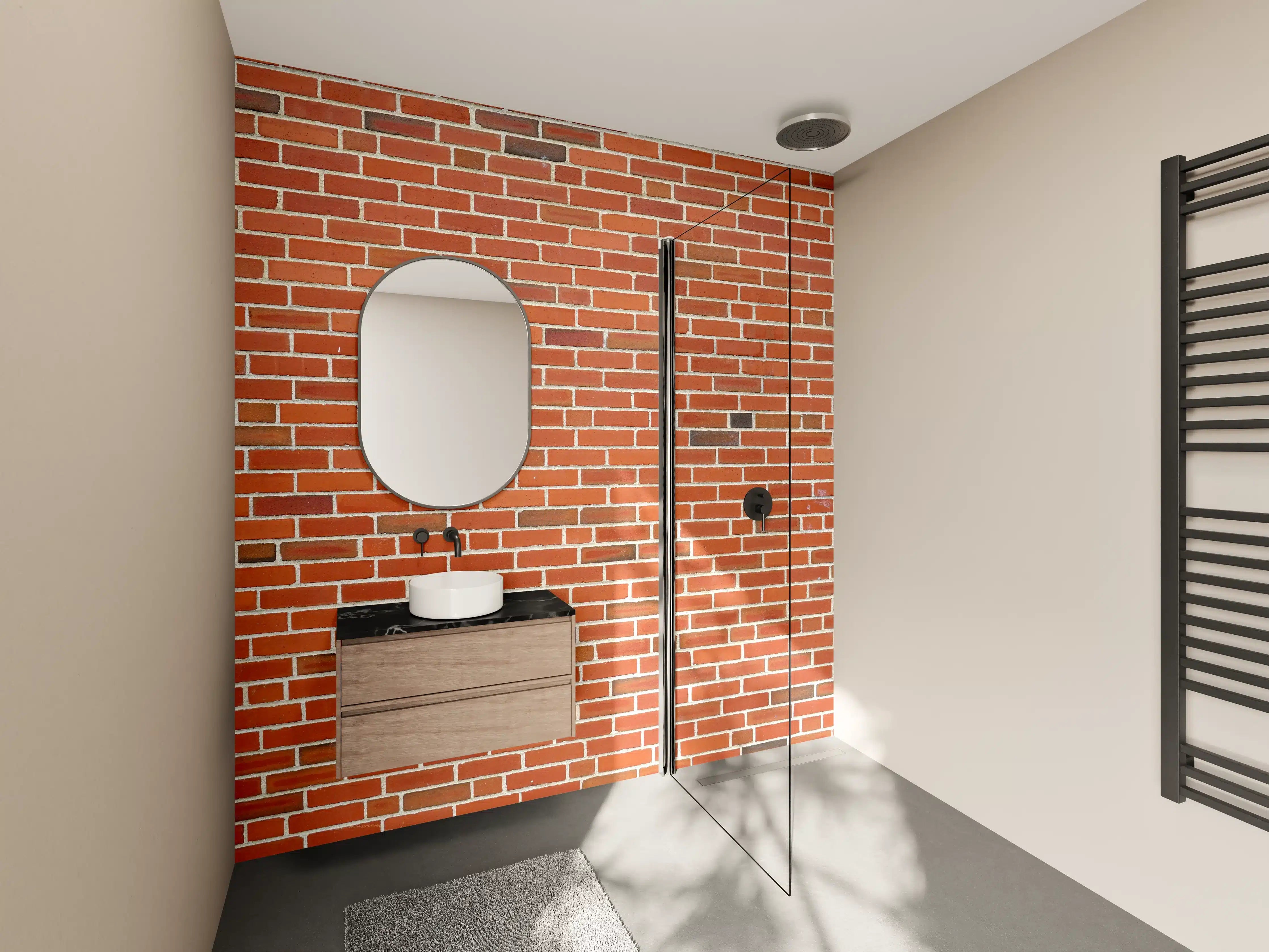 Wandverkleidung Bad - Authentische Backsteinwand im Außenbereich