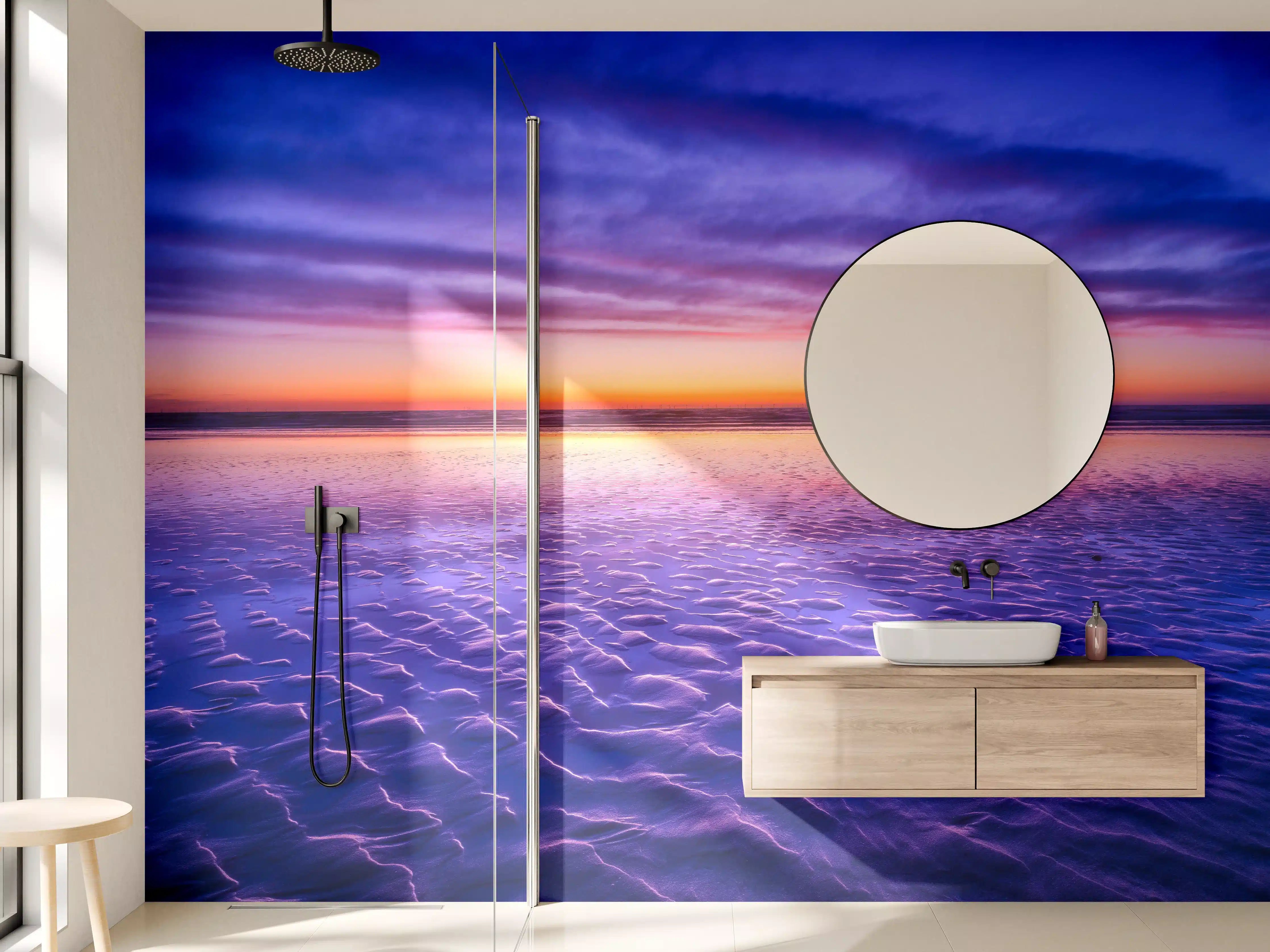 Wandverkleidung Bad - Azurblauer Himmel über stiller Meeresbucht