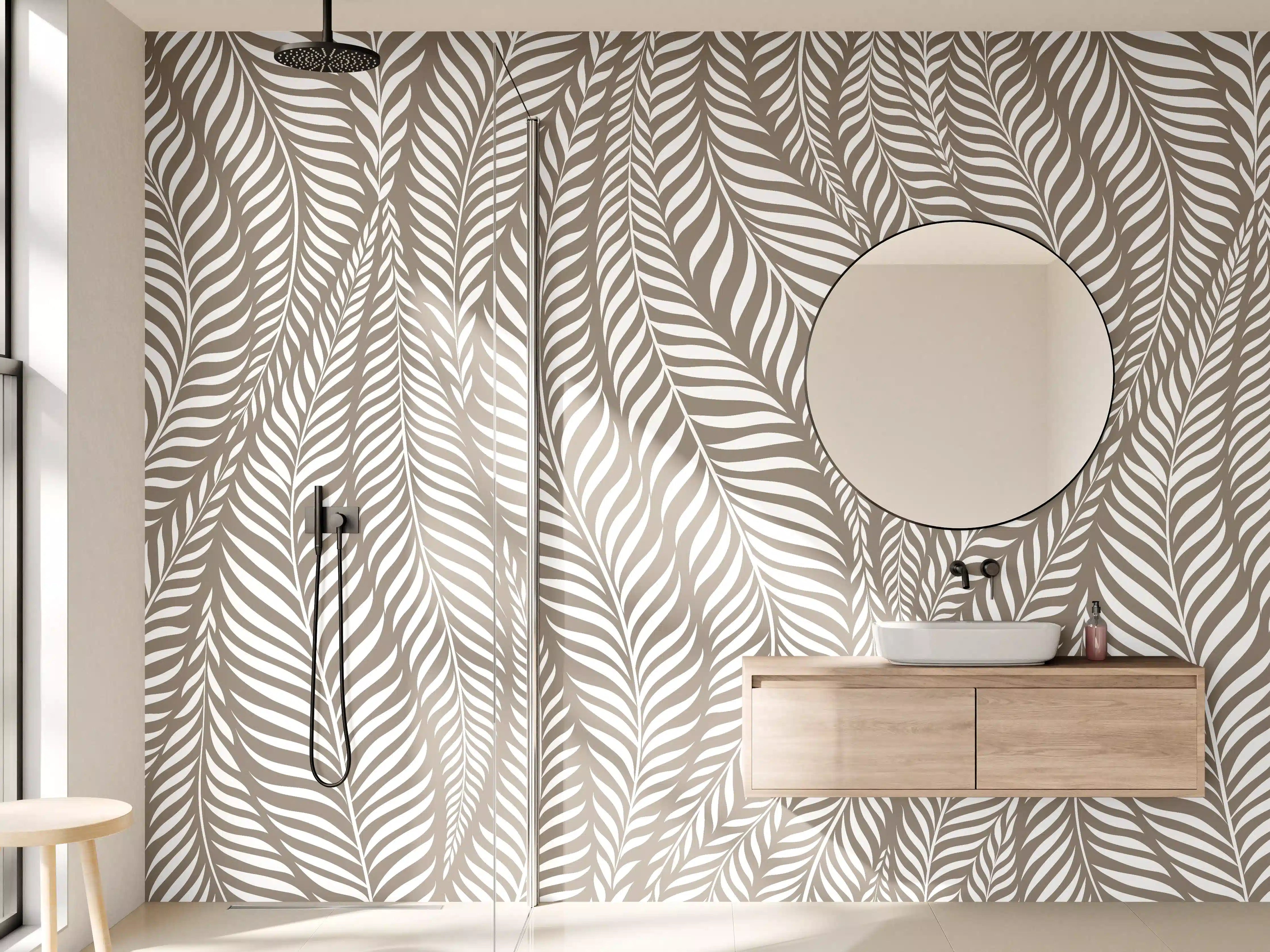 Wandverkleidung Bad - Beige Abstract Leaf Pattern