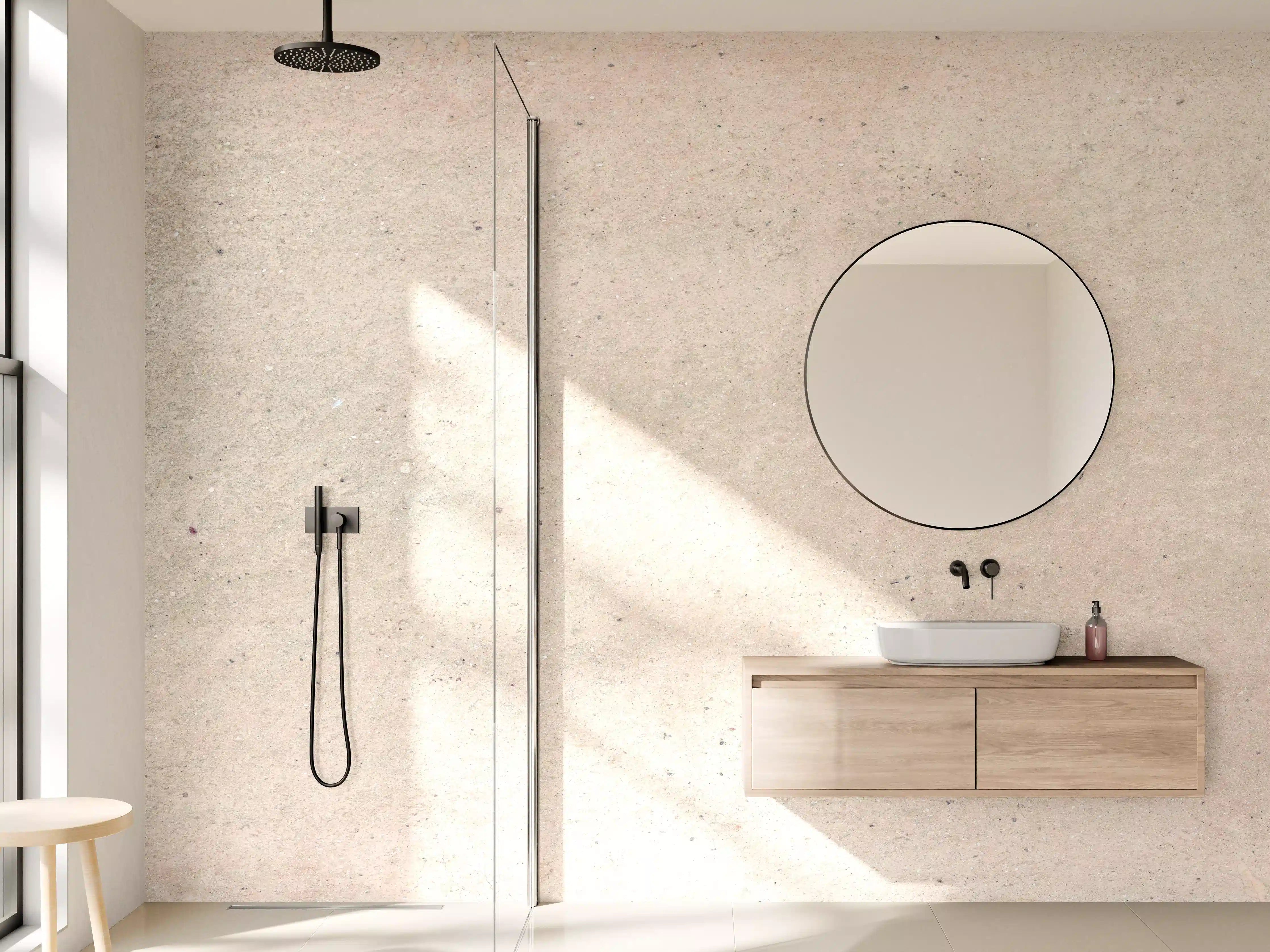 Wandverkleidung Bad - Beige Betonhintergrund