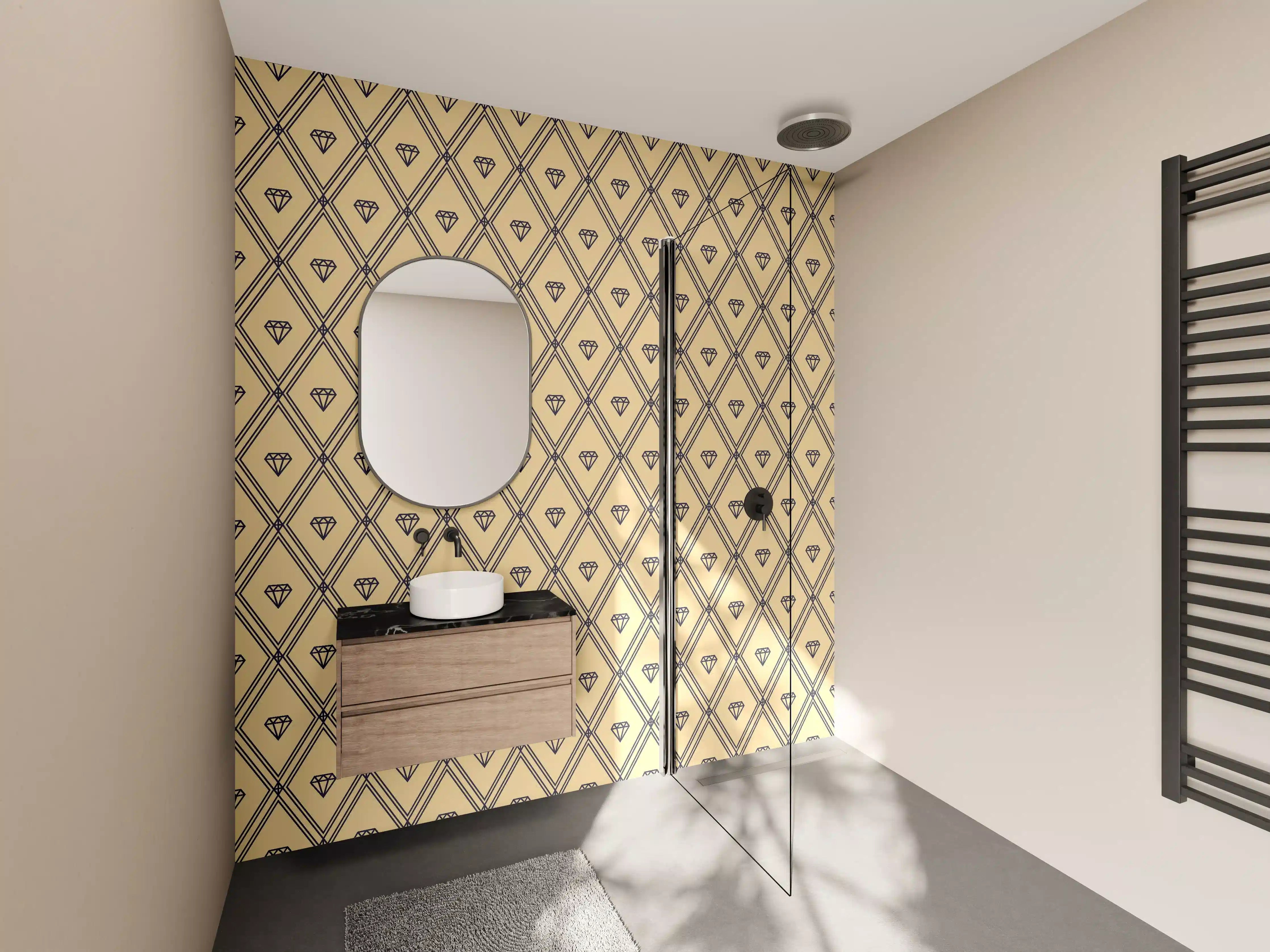 Wandverkleidung Bad - Beige Diamantmuster Design
