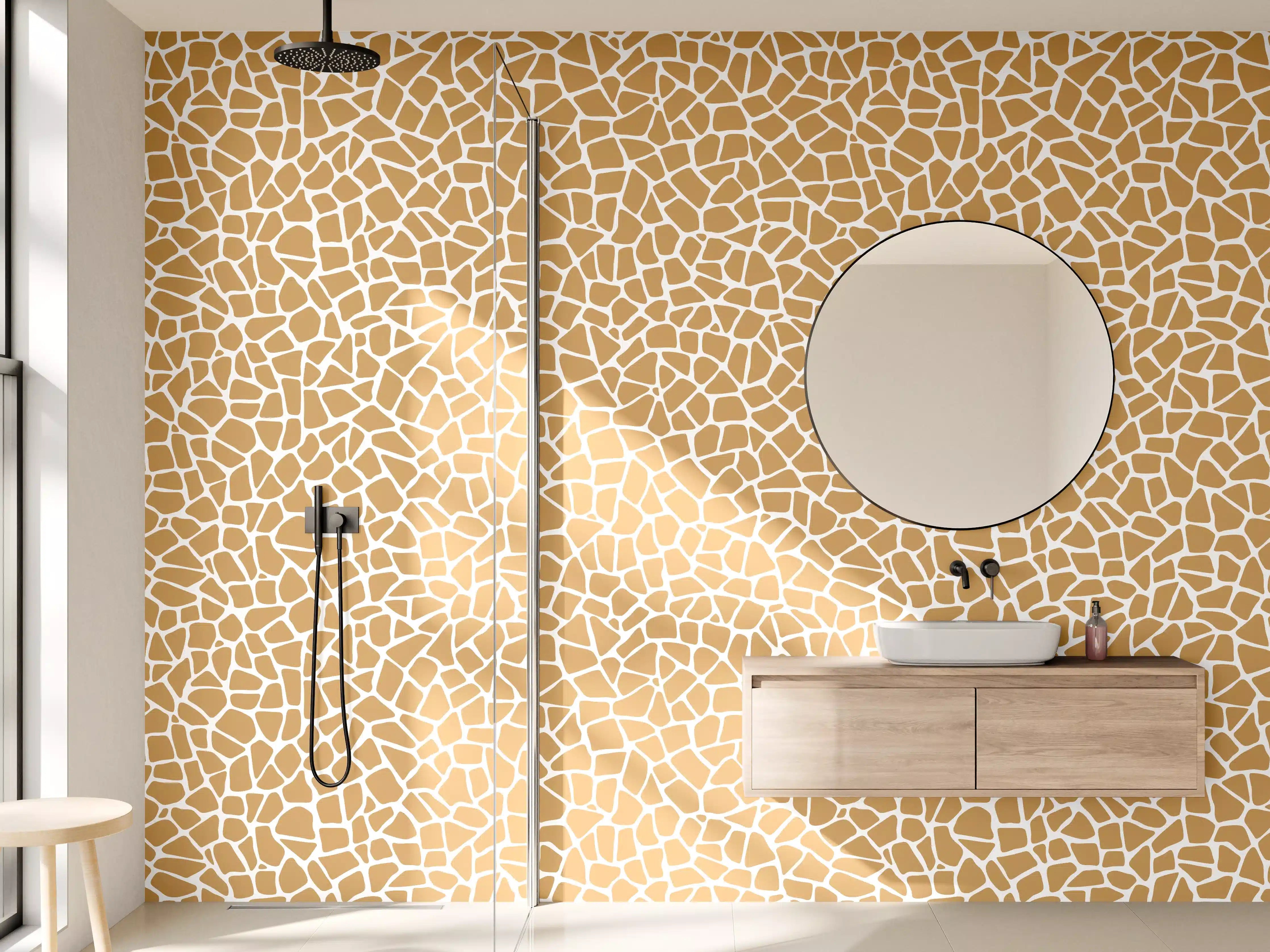 Wandverkleidung Bad - Beige-Gelber Marmor-Struktur