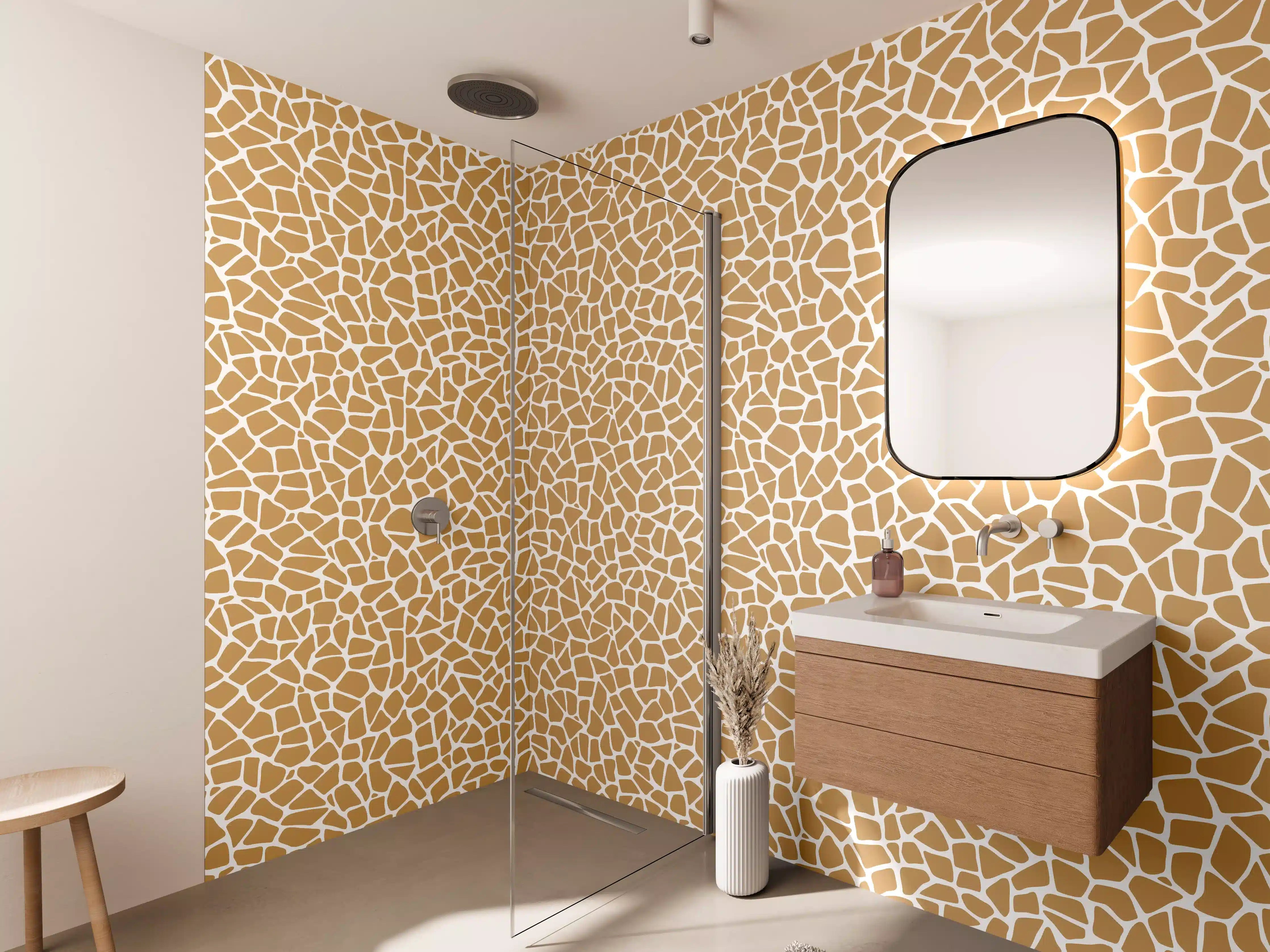 Wandverkleidung Bad - Beige-Gelber Marmor-Struktur