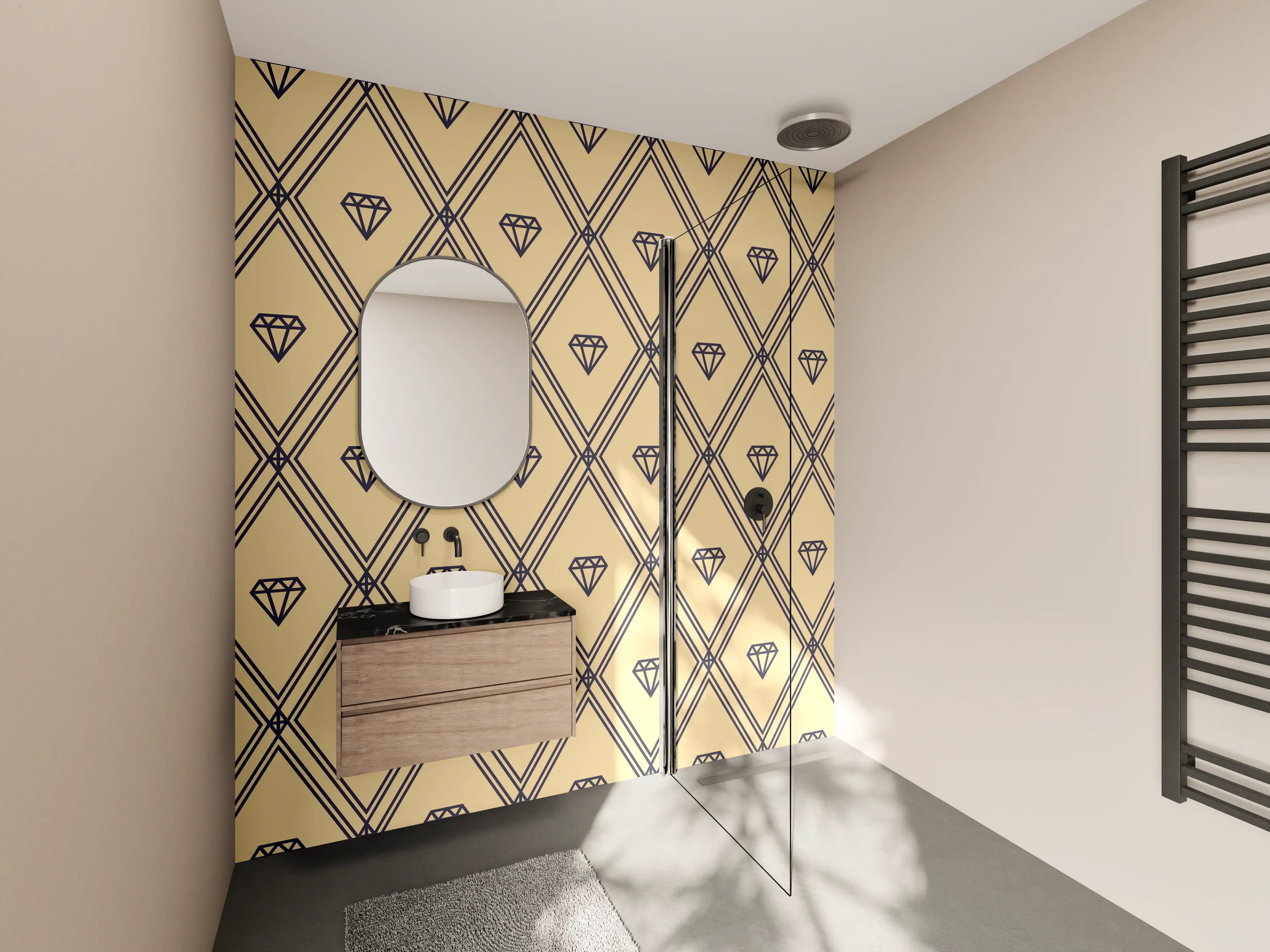 Wandverkleidung Bad - Beige-Gelbes Grafik-Muster