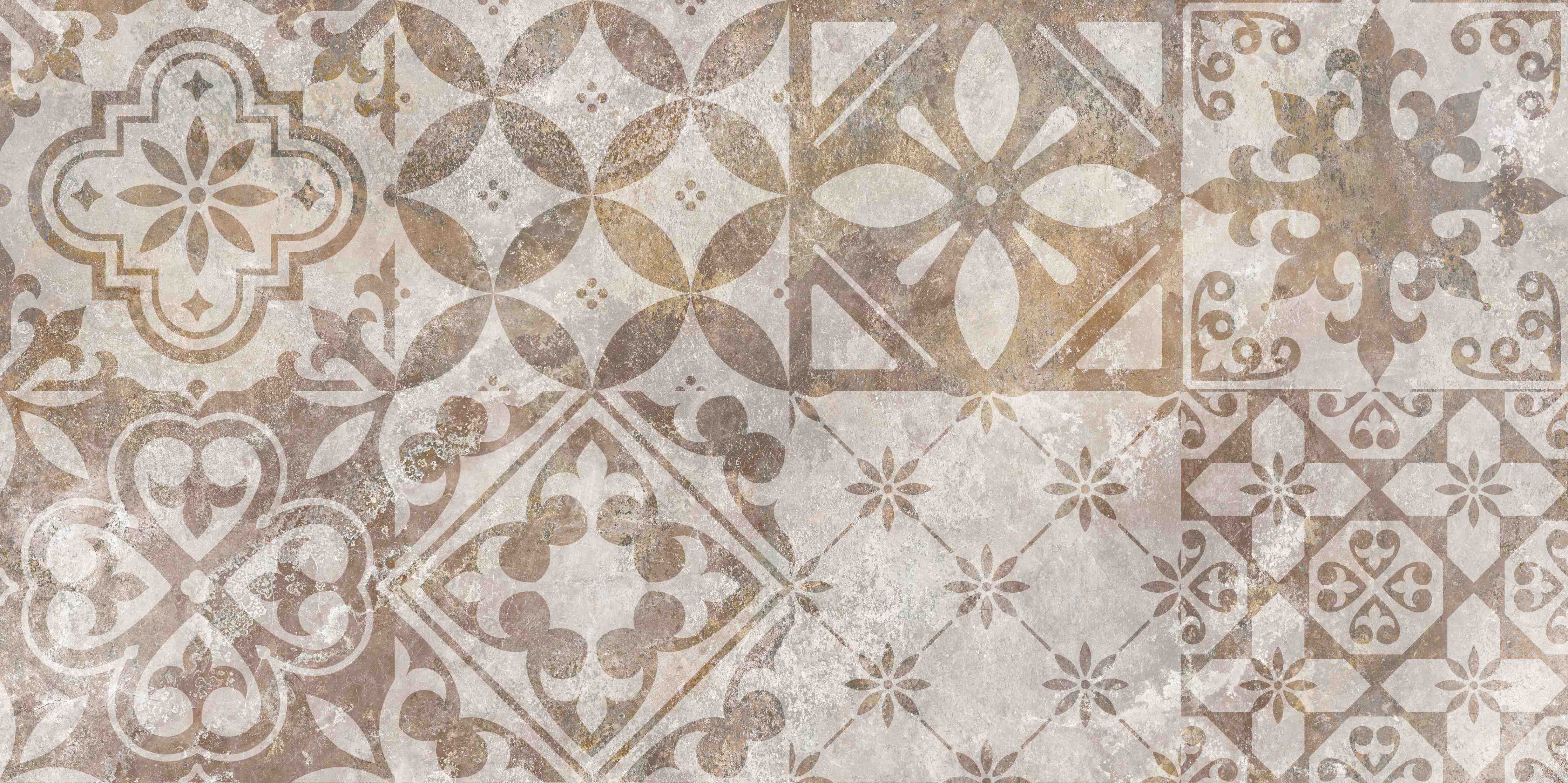 Wandverkleidung Bad-Beige-Grau-Vintage-Fliesenmuster