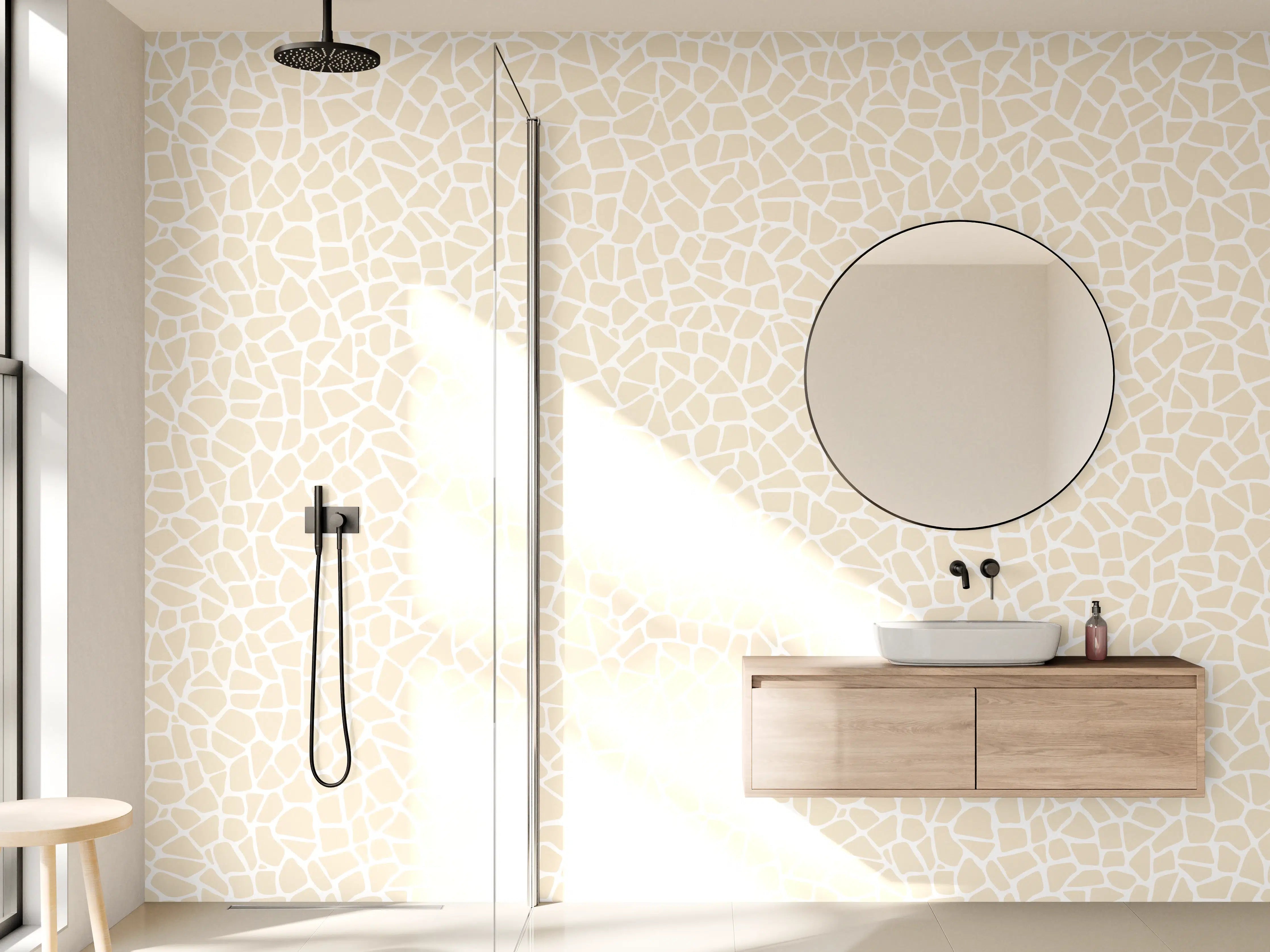 Wandverkleidung Bad - Beige Mosaikstruktur mit feinem Muster
