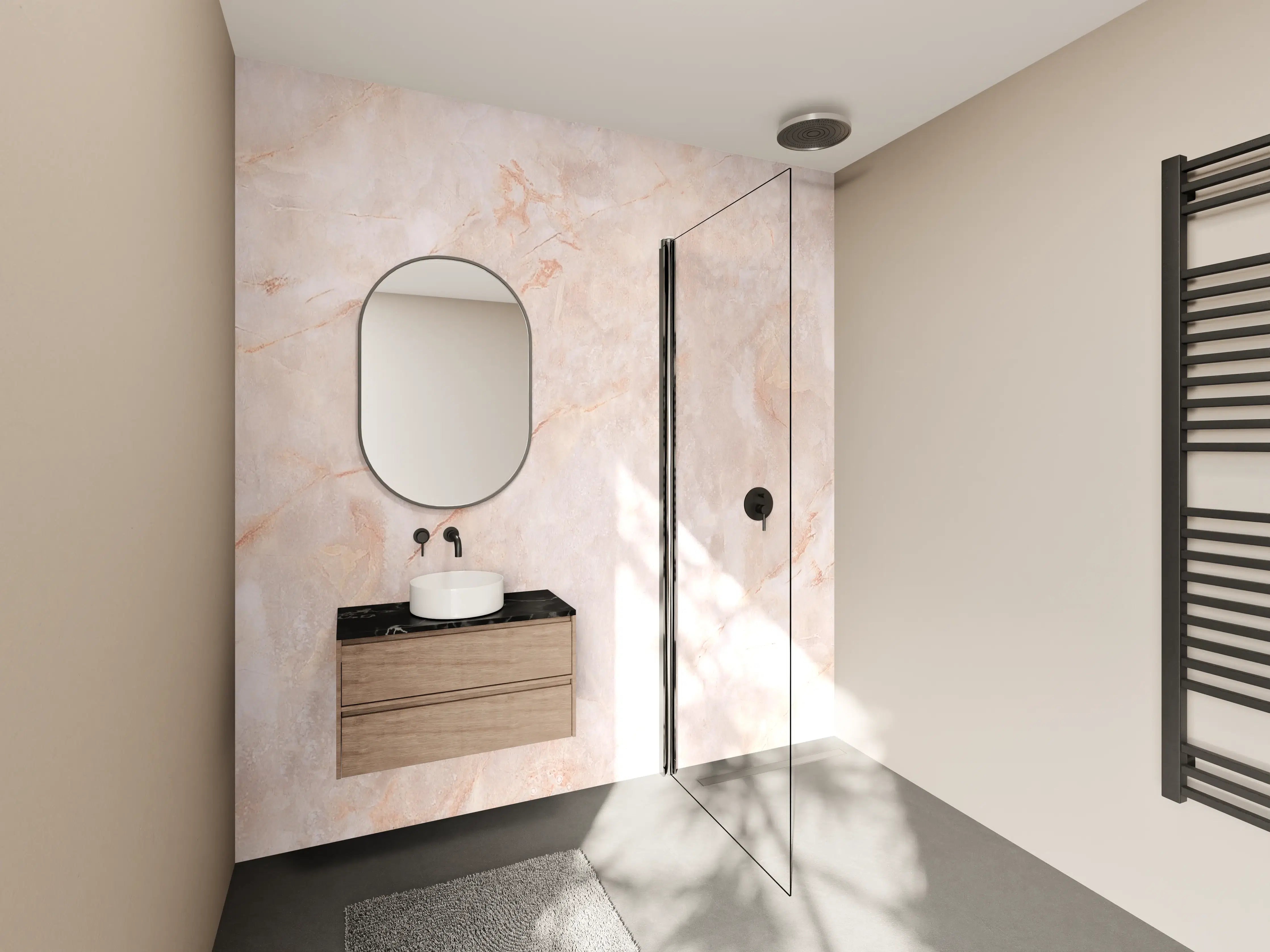 Wandverkleidung Bad - Beige-Rosa Marmorstein