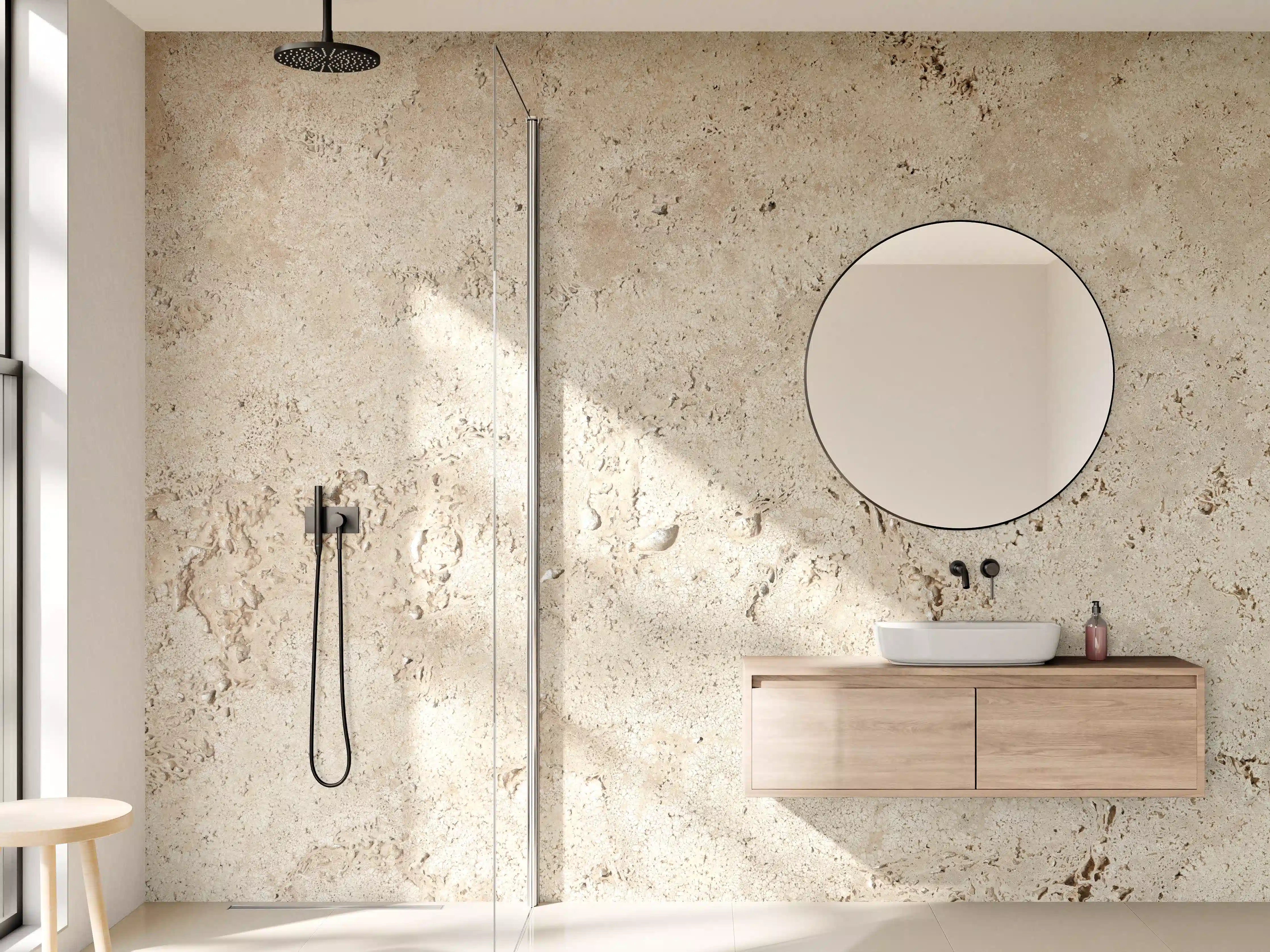 Wandverkleidung Bad - Beige Sandstein Optik