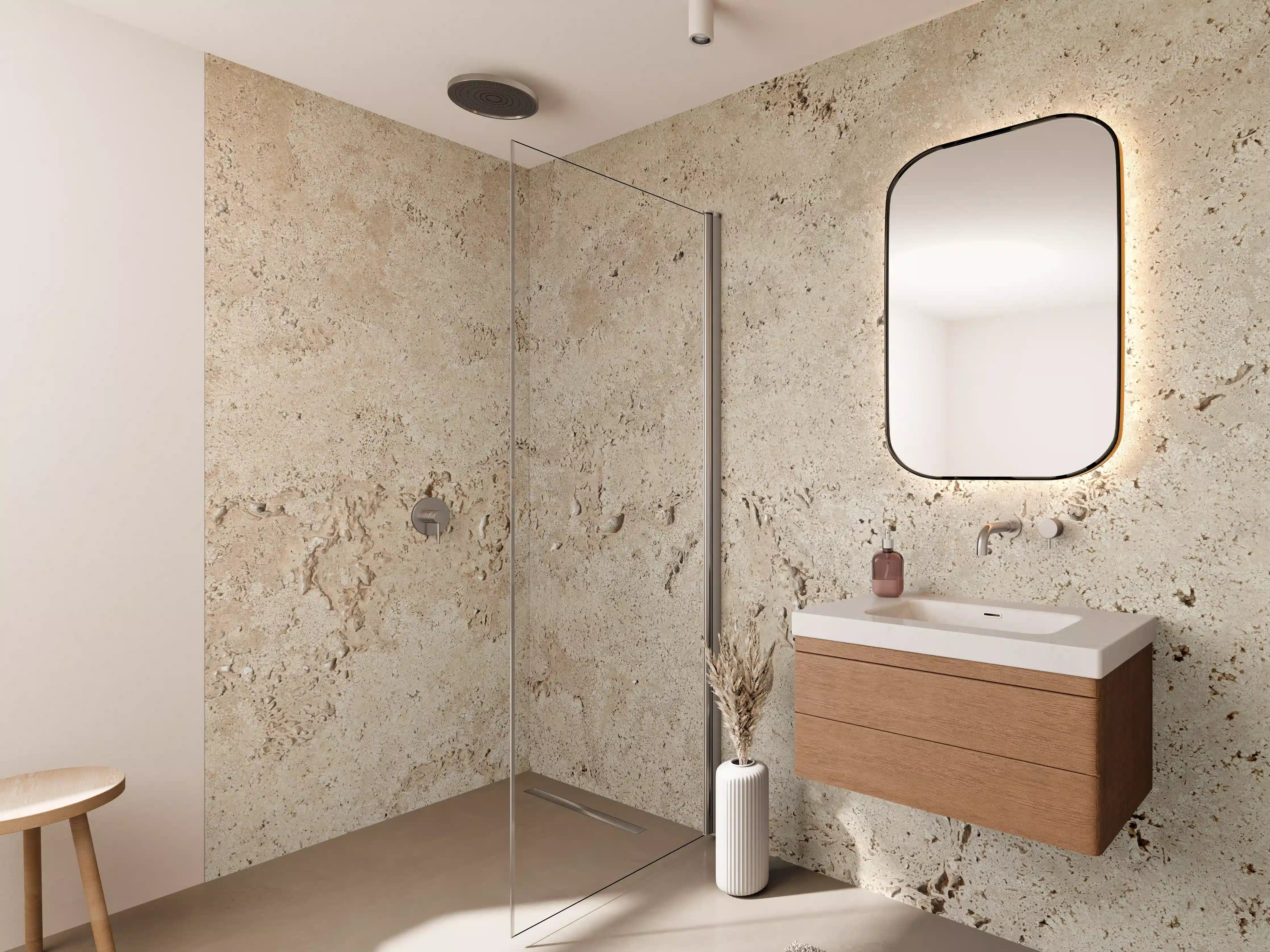 Wandverkleidung Bad - Beige Sandstein Optik